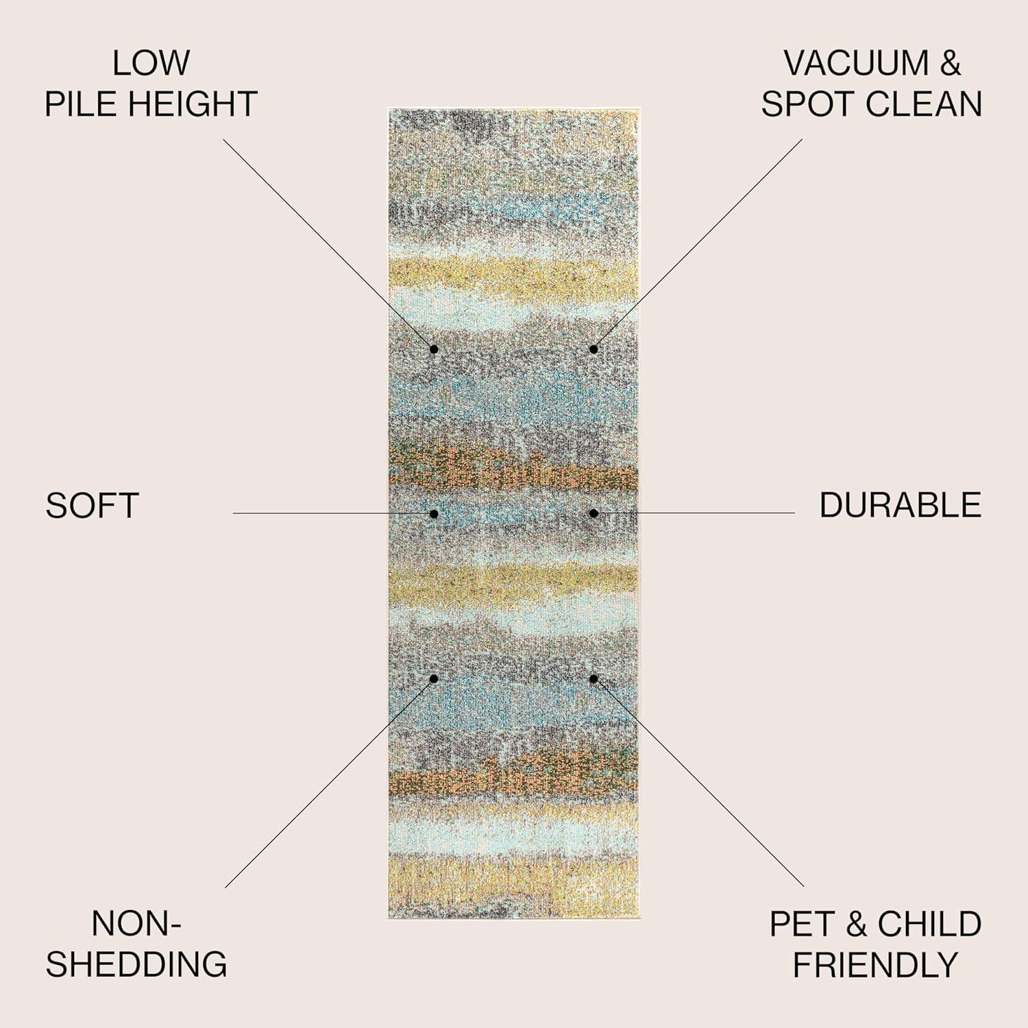 imageJONATHAN Y Modern Abstract Vintage CreamTurquoise Indoor Area Rug 5x8 Contemporary POP Transitional EasyCleaning for Living Room Bedroom Kitchen Pet Friendly NonShedding CTP105C5CreamYellow