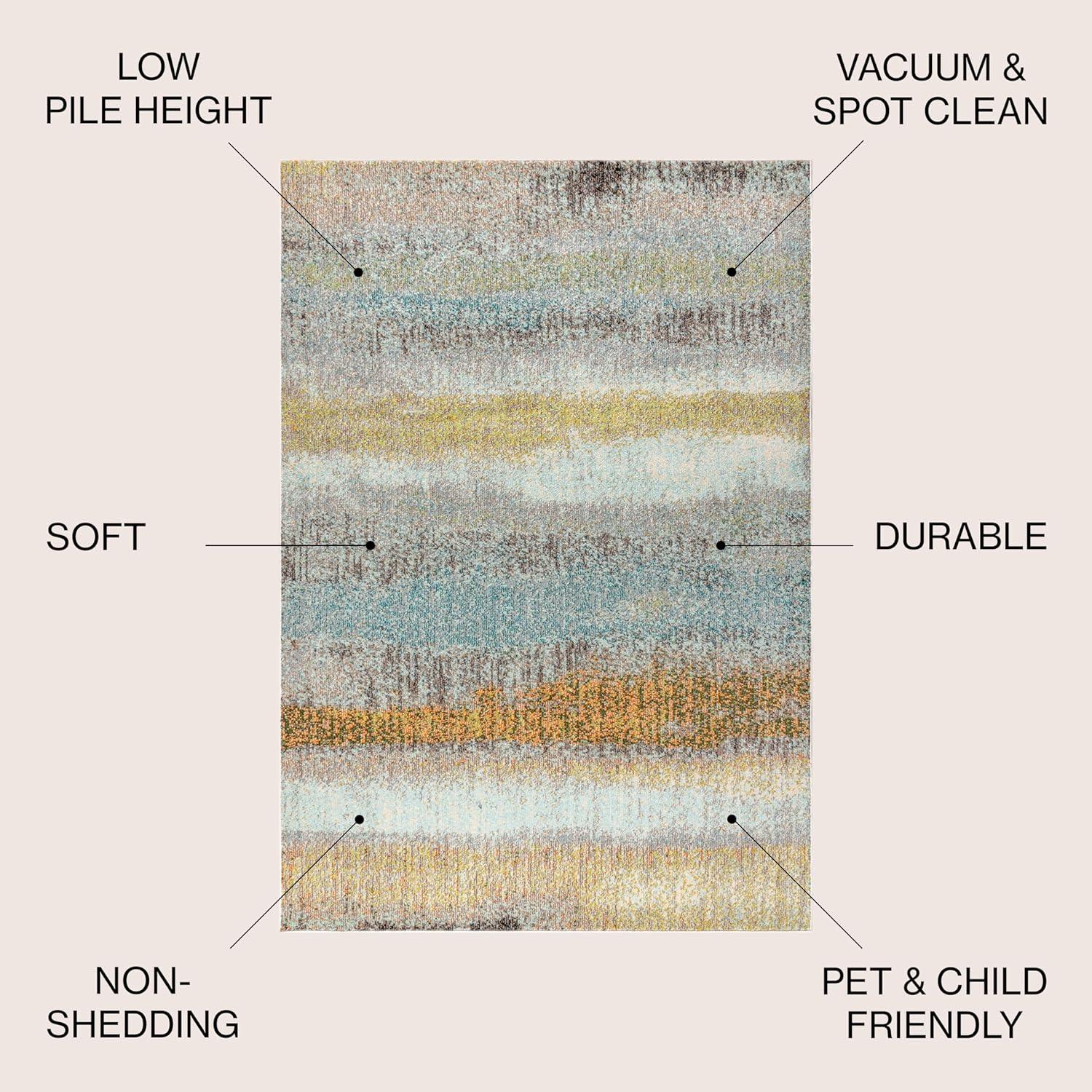 imageJONATHAN Y Modern Abstract Vintage CreamTurquoise Indoor Area Rug 5x8 Contemporary POP Transitional EasyCleaning for Living Room Bedroom Kitchen Pet Friendly NonShedding CTP105C5CreamYellow