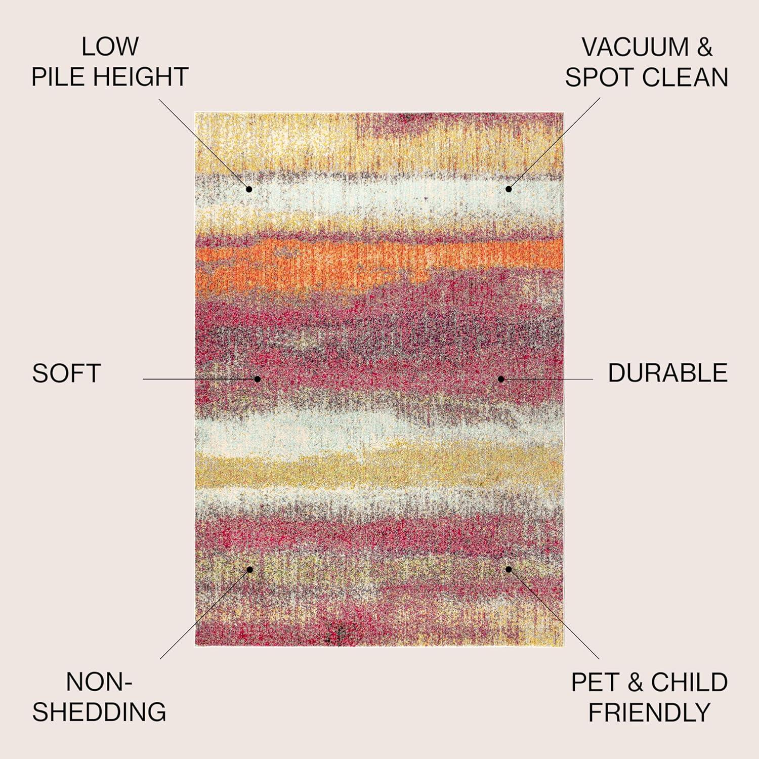 imageJONATHAN Y Modern Abstract Vintage CreamTurquoise Indoor Area Rug 5x8 Contemporary POP Transitional EasyCleaning for Living Room Bedroom Kitchen Pet Friendly NonShedding CTP105C5CreamPink