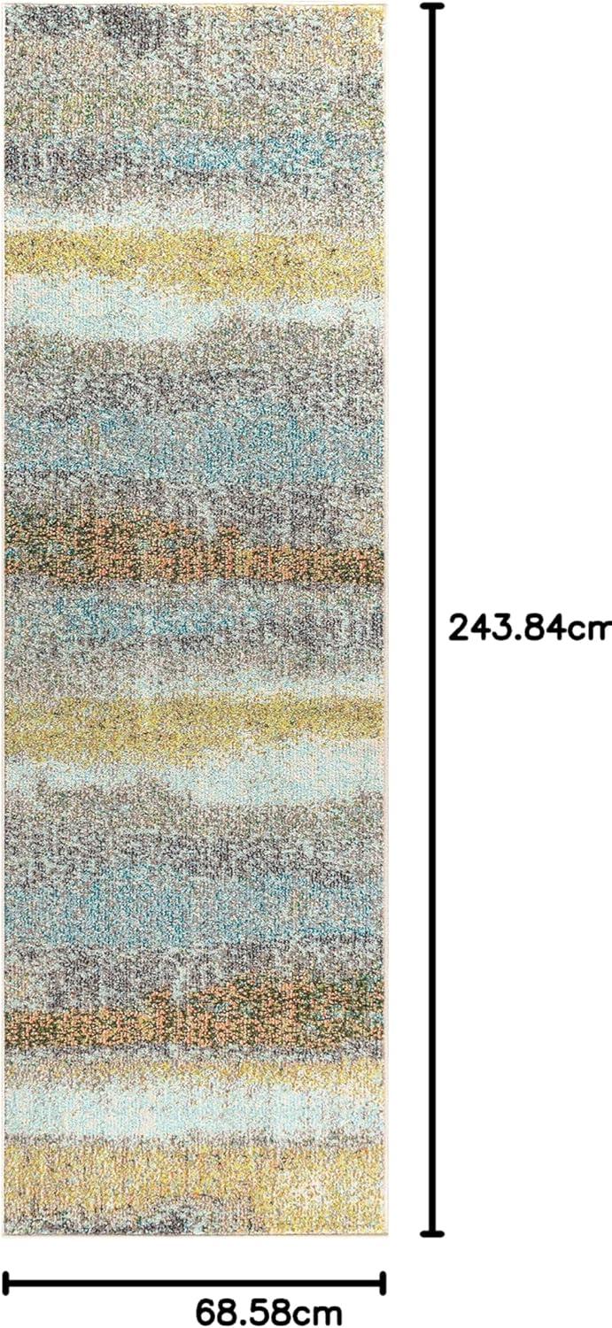 imageJONATHAN Y Modern Abstract Vintage CreamTurquoise Indoor Area Rug 5x8 Contemporary POP Transitional EasyCleaning for Living Room Bedroom Kitchen Pet Friendly NonShedding CTP105C5CreamYellow