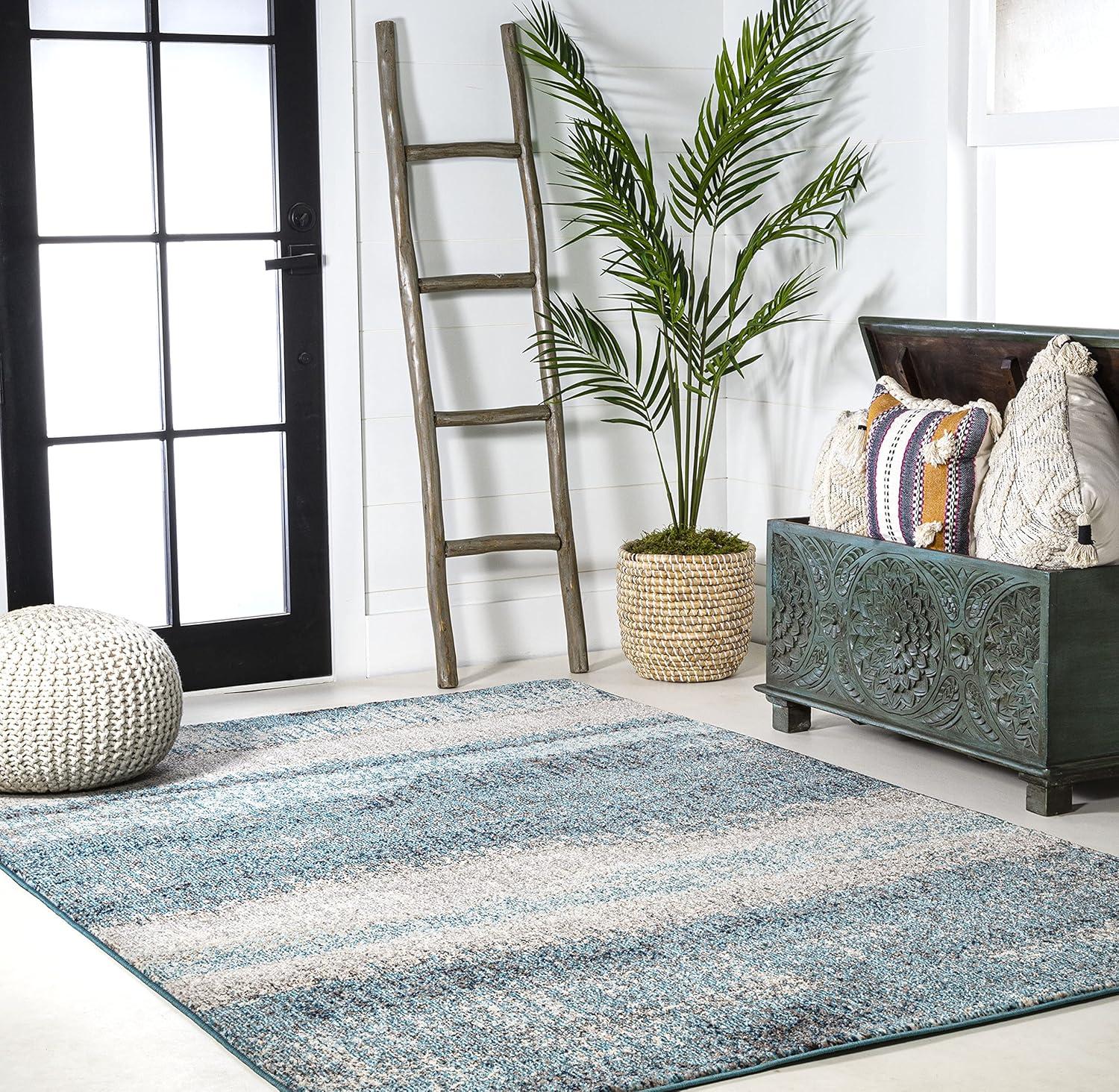 imageJONATHAN Y Modern Abstract Vintage CreamTurquoise Indoor Area Rug 5x8 Contemporary POP Transitional EasyCleaning for Living Room Bedroom Kitchen Pet Friendly NonShedding CTP105C5CreamTurquoise