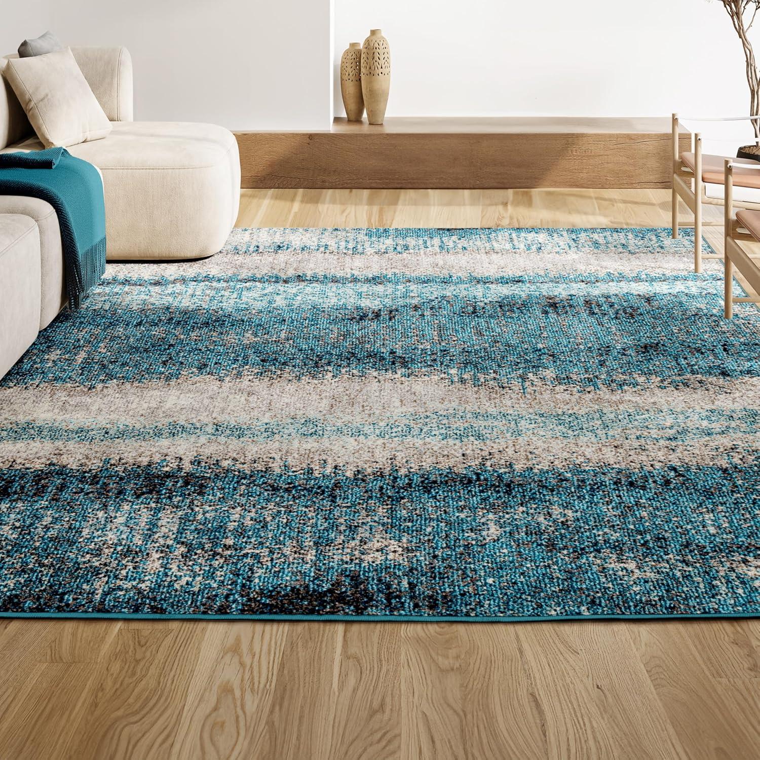 imageJONATHAN Y Modern Abstract Vintage CreamTurquoise Indoor Area Rug 5x8 Contemporary POP Transitional EasyCleaning for Living Room Bedroom Kitchen Pet Friendly NonShedding CTP105C5CreamTurquoise