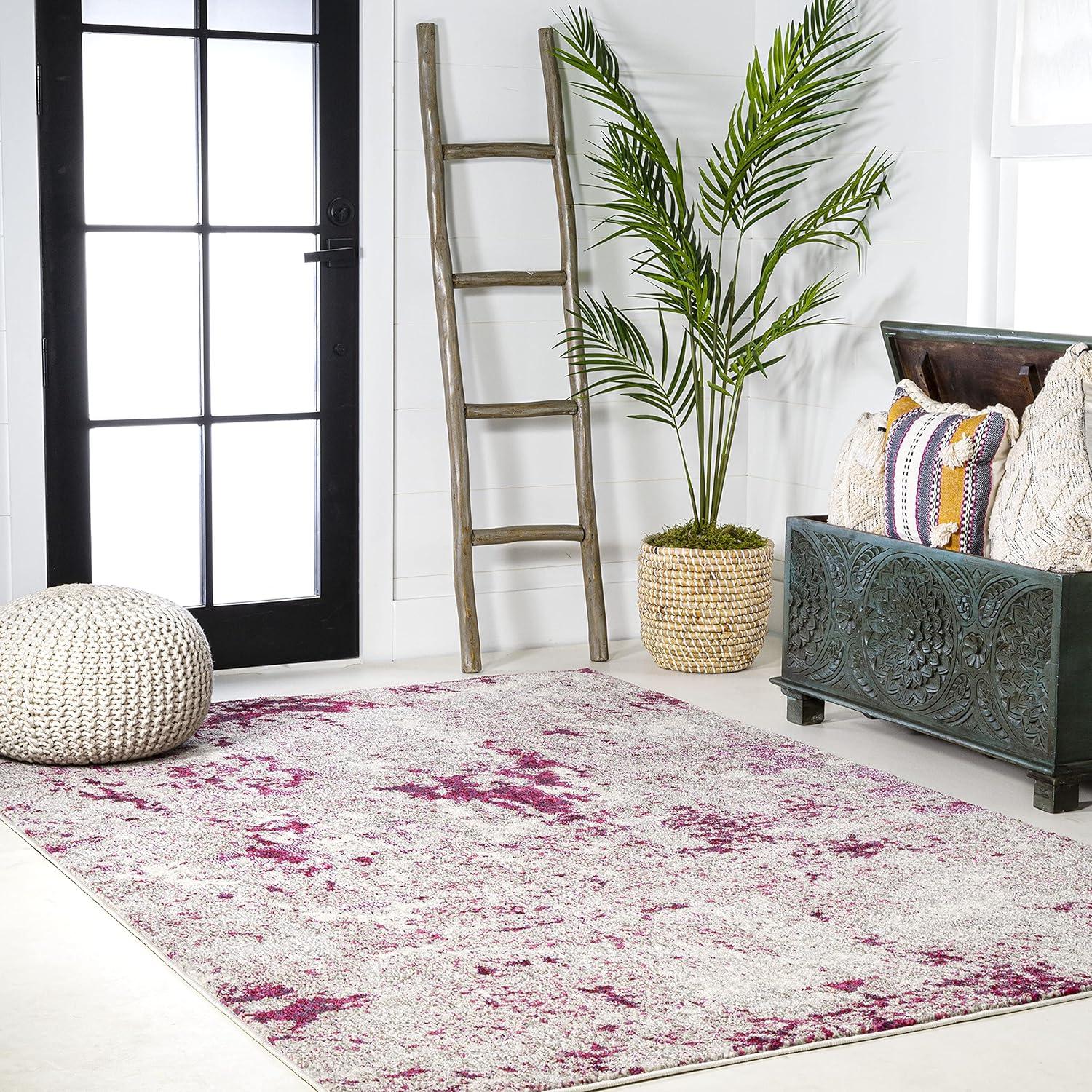 imageJONATHAN Y Modern Abstract Vintage Faded BlueGray Indoor Area Rug 8x10 Contemporary POP Transitional EasyCleaning for Living Room Bedroom Kitchen Pet Friendly NonShedding CTP103A8MaroonGray