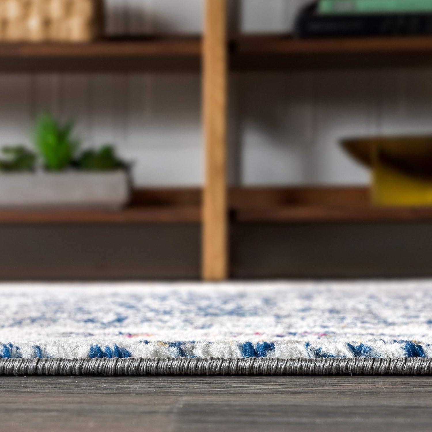 imageJONATHAN Y Modern Boho Vintage CreamBlue Indoor Area Rug 8x10 Bohemian Traditional EasyCleaning for Living Room Bedroom Kitchen Pet Friendly NonShedding MDP203A853 x 77 Rectangular