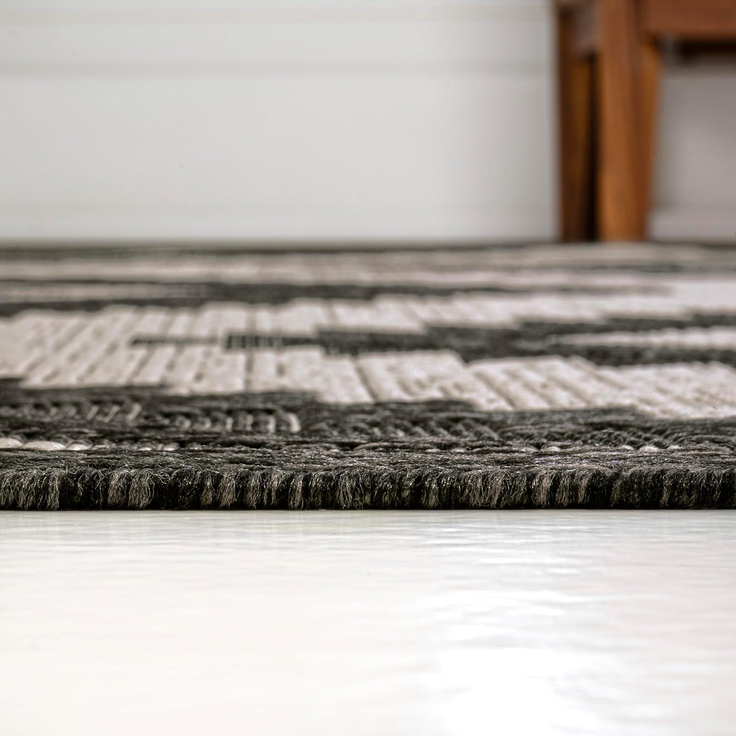 imageJONATHAN Y Moroccan Diamond Indoor Outdoor Area Rug 8X10 GreenCream Lior Geometric for Backyard Patio Porch EasyCleaning High Traffic PetFriendly NonShedding TSN202D8BlackCream