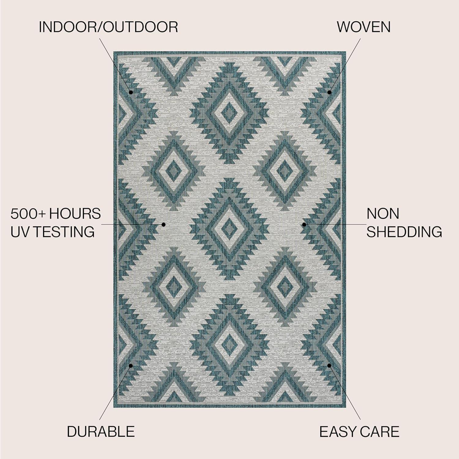 imageJONATHAN Y Moroccan Diamond Indoor Outdoor Area Rug 8X10 GreenCream Lior Geometric for Backyard Patio Porch EasyCleaning High Traffic PetFriendly NonShedding TSN202D8TurquoiseCream