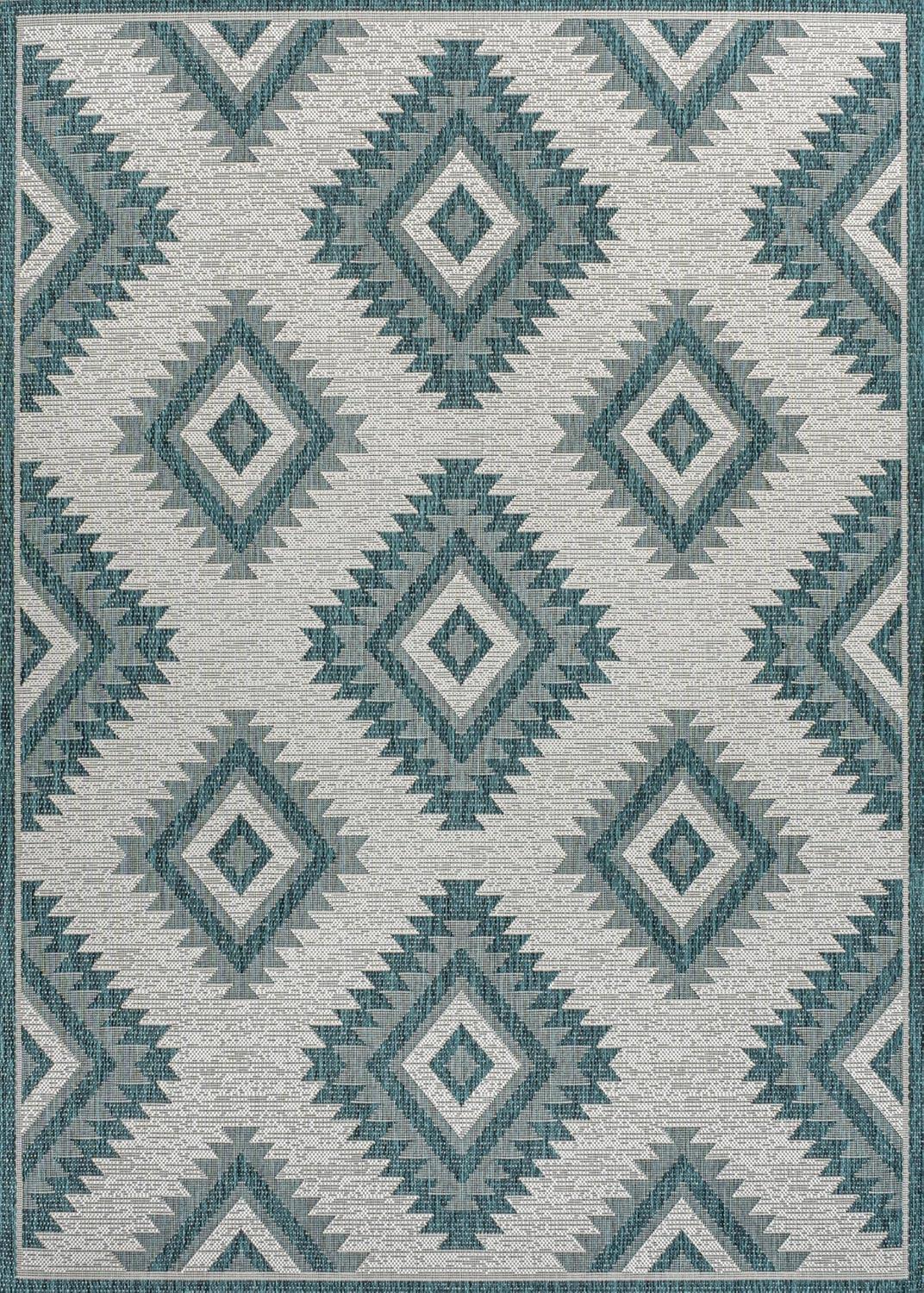 imageJONATHAN Y Moroccan Diamond Indoor Outdoor Area Rug 8X10 GreenCream Lior Geometric for Backyard Patio Porch EasyCleaning High Traffic PetFriendly NonShedding TSN202D8TurquoiseCream