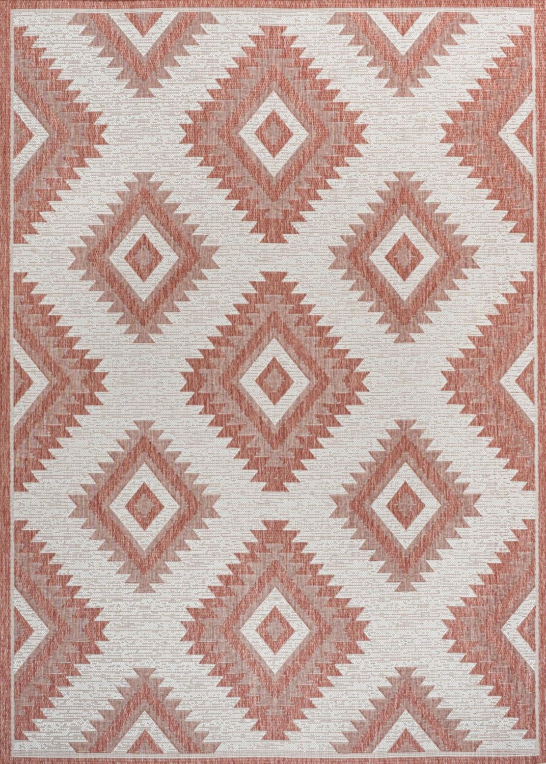 imageJONATHAN Y Moroccan Diamond Indoor Outdoor Area Rug 8X10 GreenCream Lior Geometric for Backyard Patio Porch EasyCleaning High Traffic PetFriendly NonShedding TSN202D8SalmonCream