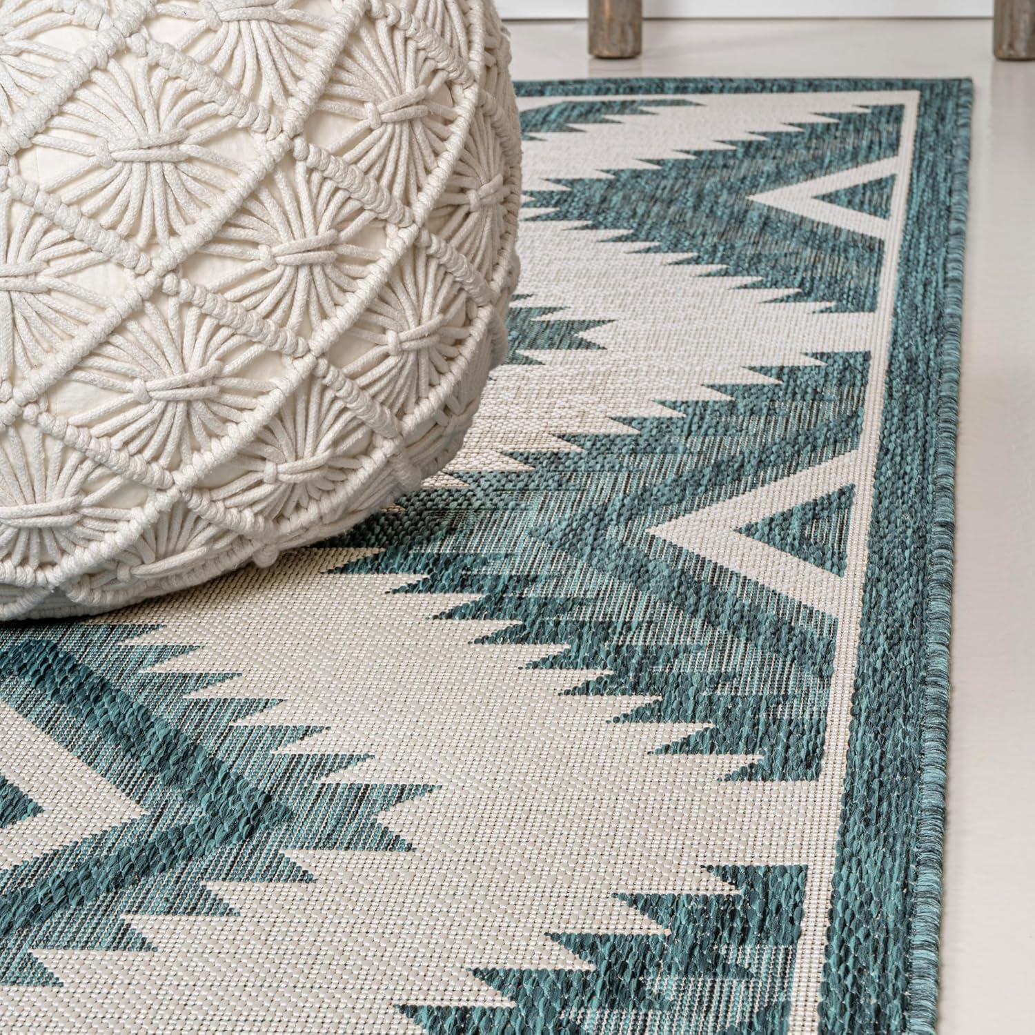 imageJONATHAN Y Moroccan Diamond Indoor Outdoor Area Rug 8X10 GreenCream Lior Geometric for Backyard Patio Porch EasyCleaning High Traffic PetFriendly NonShedding TSN202D8TurquoiseCream