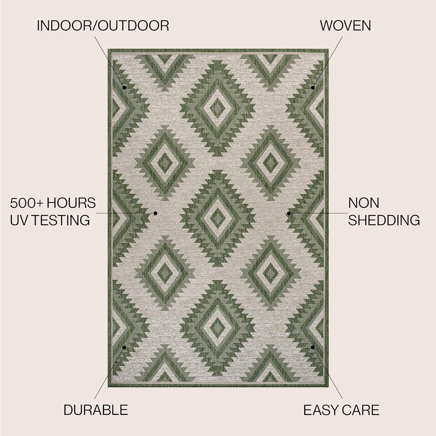 imageJONATHAN Y Moroccan Diamond Indoor Outdoor Area Rug 8X10 GreenCream Lior Geometric for Backyard Patio Porch EasyCleaning High Traffic PetFriendly NonShedding TSN202D8GreenCream