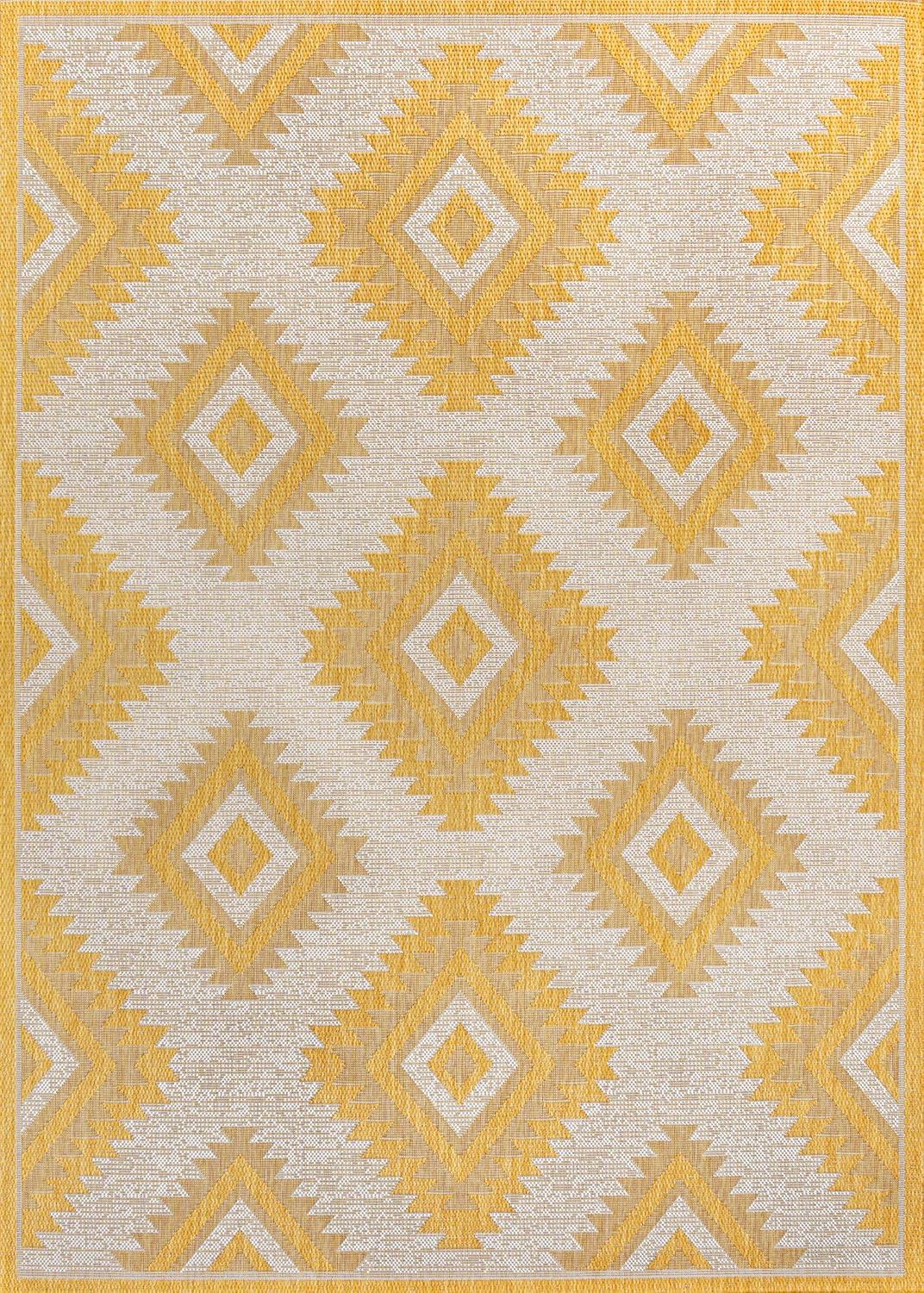 imageJONATHAN Y Moroccan Diamond Indoor Outdoor Area Rug 8X10 GreenCream Lior Geometric for Backyard Patio Porch EasyCleaning High Traffic PetFriendly NonShedding TSN202D8YellowCream