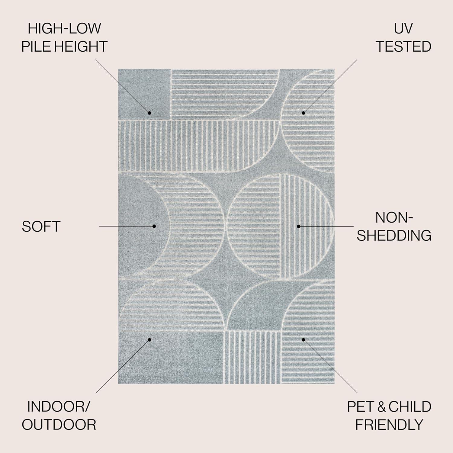 imageJONATHAN Y Nordby HighLow Arch Striped IvoryCream IndoorOutdoor Runner Rug 2x8 Modern Contemporary Geometric BohemianBedroomKitchenLiving RoomNon Shedding SCN104B28Light BlueCream