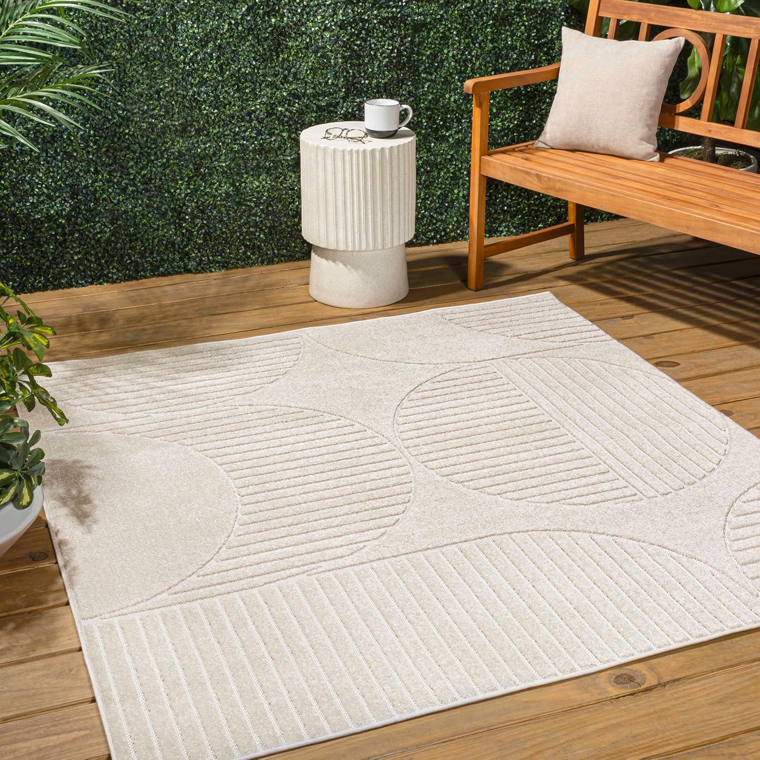 imageJONATHAN Y Nordby HighLow Arch Striped IvoryCream IndoorOutdoor Runner Rug 2x8 Modern Contemporary Geometric BohemianBedroomKitchenLiving RoomNon Shedding SCN104B28IvoryCream