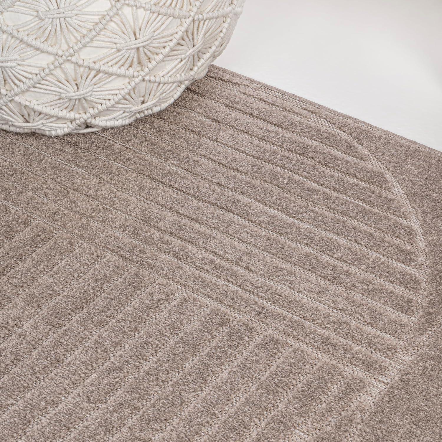 imageJONATHAN Y Nordby HighLow Arch Striped IvoryCream IndoorOutdoor Runner Rug 2x8 Modern Contemporary Geometric BohemianBedroomKitchenLiving RoomNon Shedding SCN104B28TaupeBeige