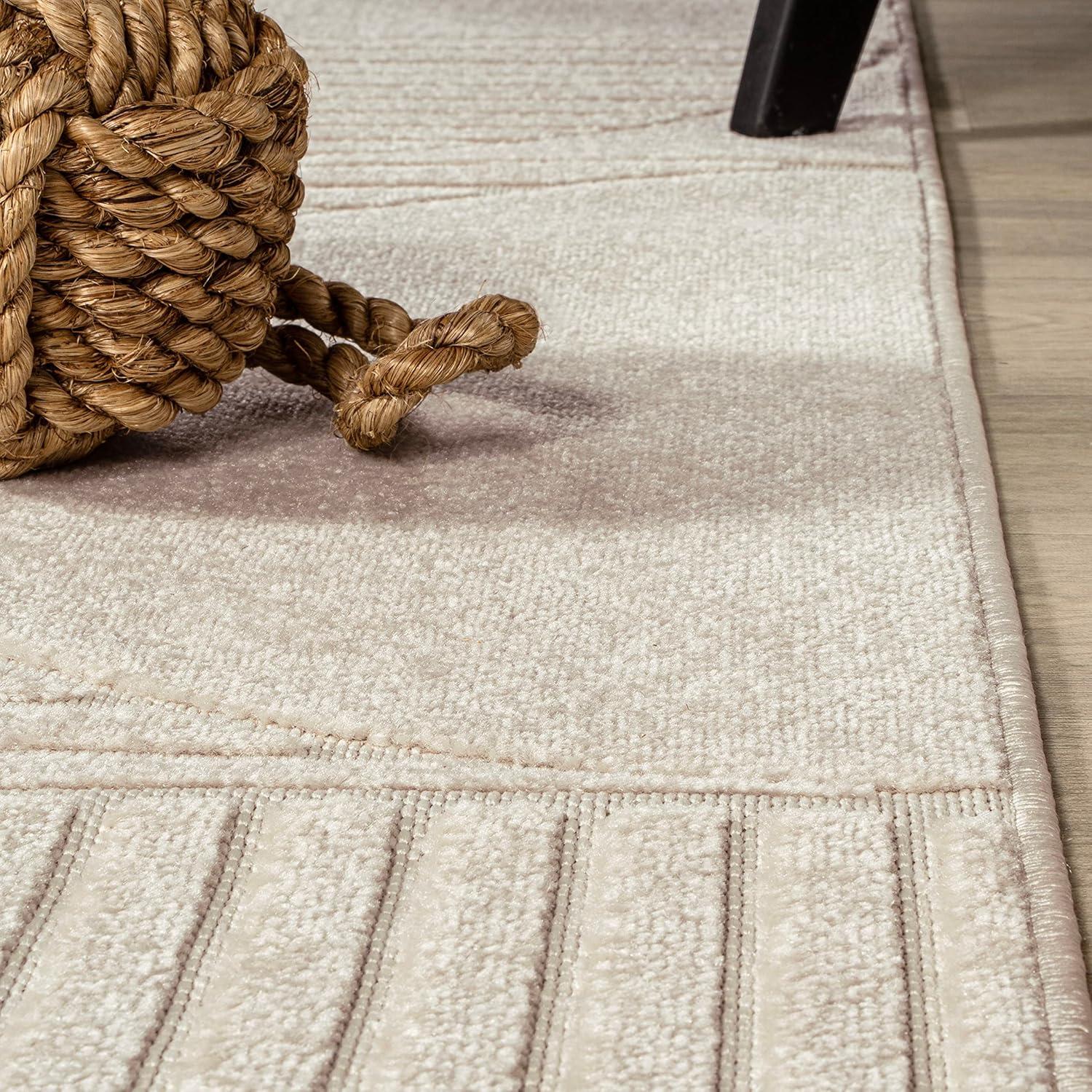 imageJONATHAN Y Nordby HighLow Arch Striped IvoryCream IndoorOutdoor Runner Rug 2x8 Modern Contemporary Geometric BohemianBedroomKitchenLiving RoomNon Shedding SCN104B28IvoryCream