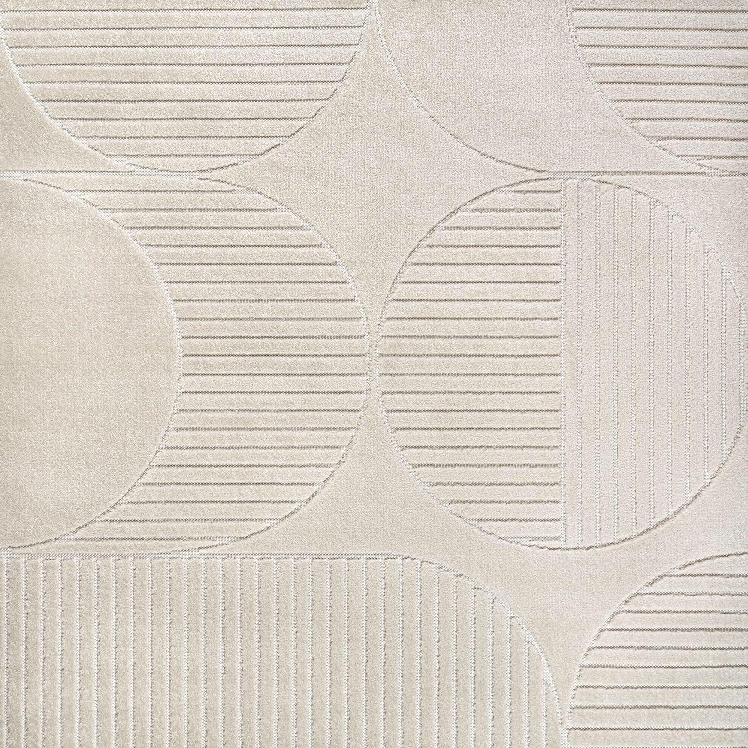 imageJONATHAN Y Nordby HighLow Arch Striped IvoryCream IndoorOutdoor Runner Rug 2x8 Modern Contemporary Geometric BohemianBedroomKitchenLiving RoomNon Shedding SCN104B28IvoryCream