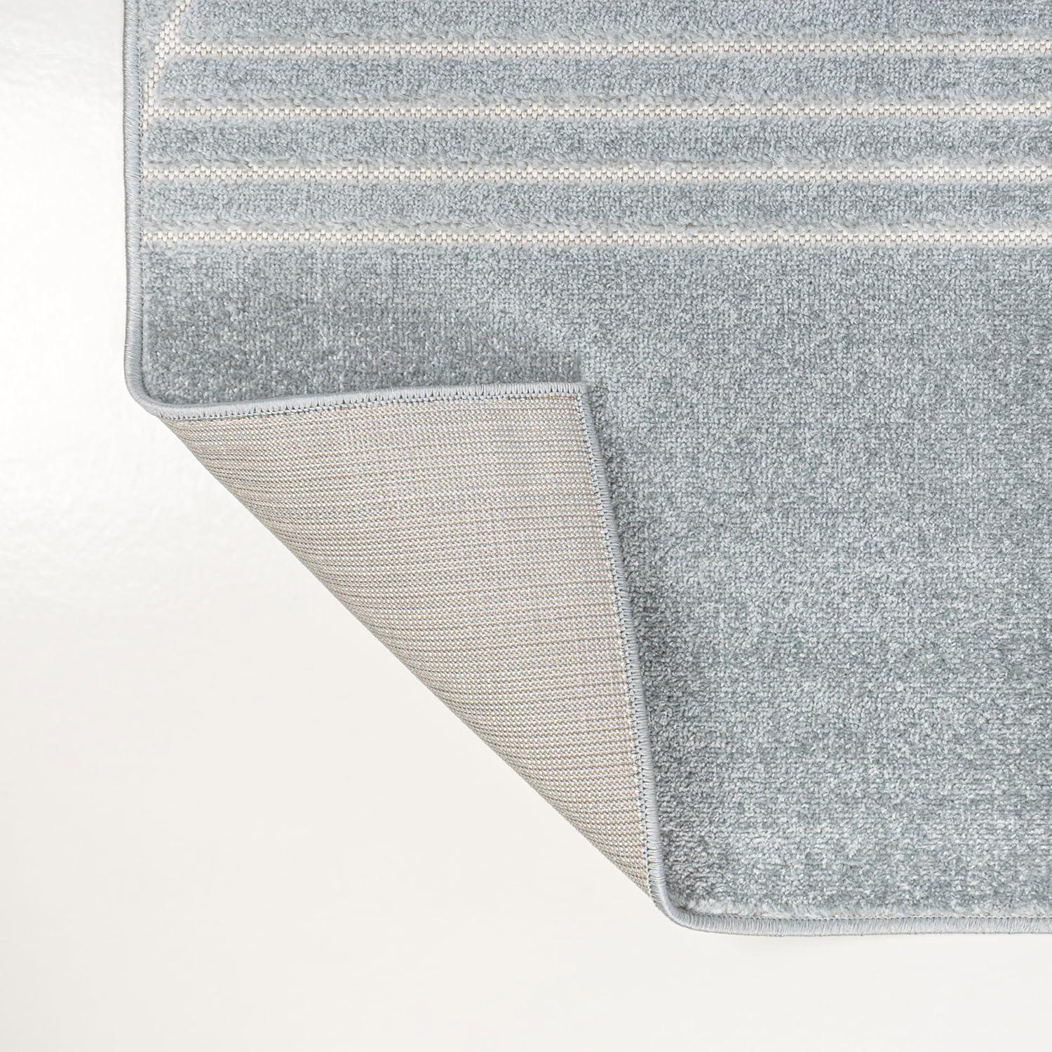 imageJONATHAN Y Nordby HighLow Arch Striped IvoryCream IndoorOutdoor Runner Rug 2x8 Modern Contemporary Geometric BohemianBedroomKitchenLiving RoomNon Shedding SCN104B28Light BlueCream