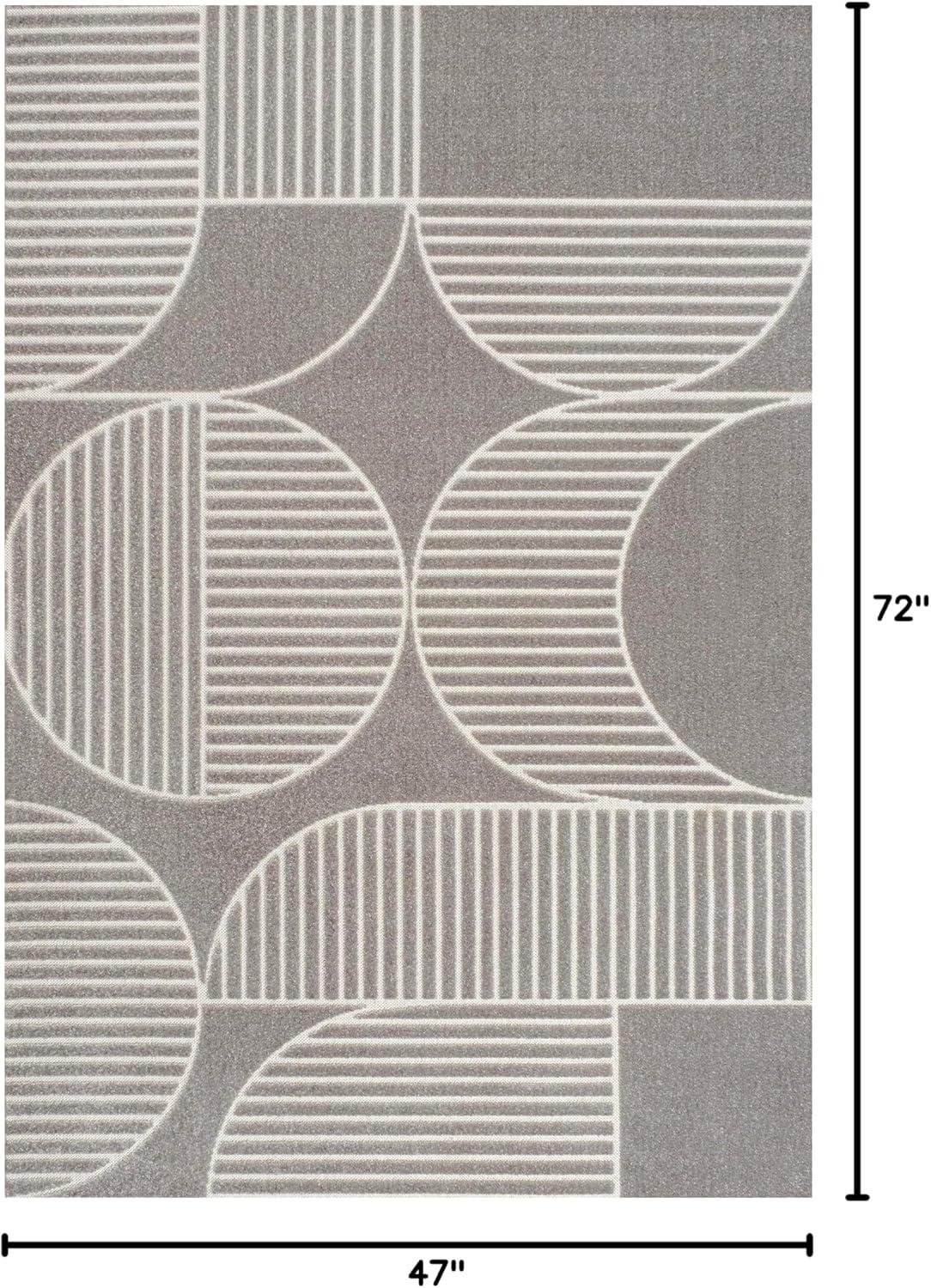 imageJONATHAN Y Nordby HighLow Arch Striped IvoryCream IndoorOutdoor Runner Rug 2x8 Modern Contemporary Geometric BohemianBedroomKitchenLiving RoomNon Shedding SCN104B28GrayCream