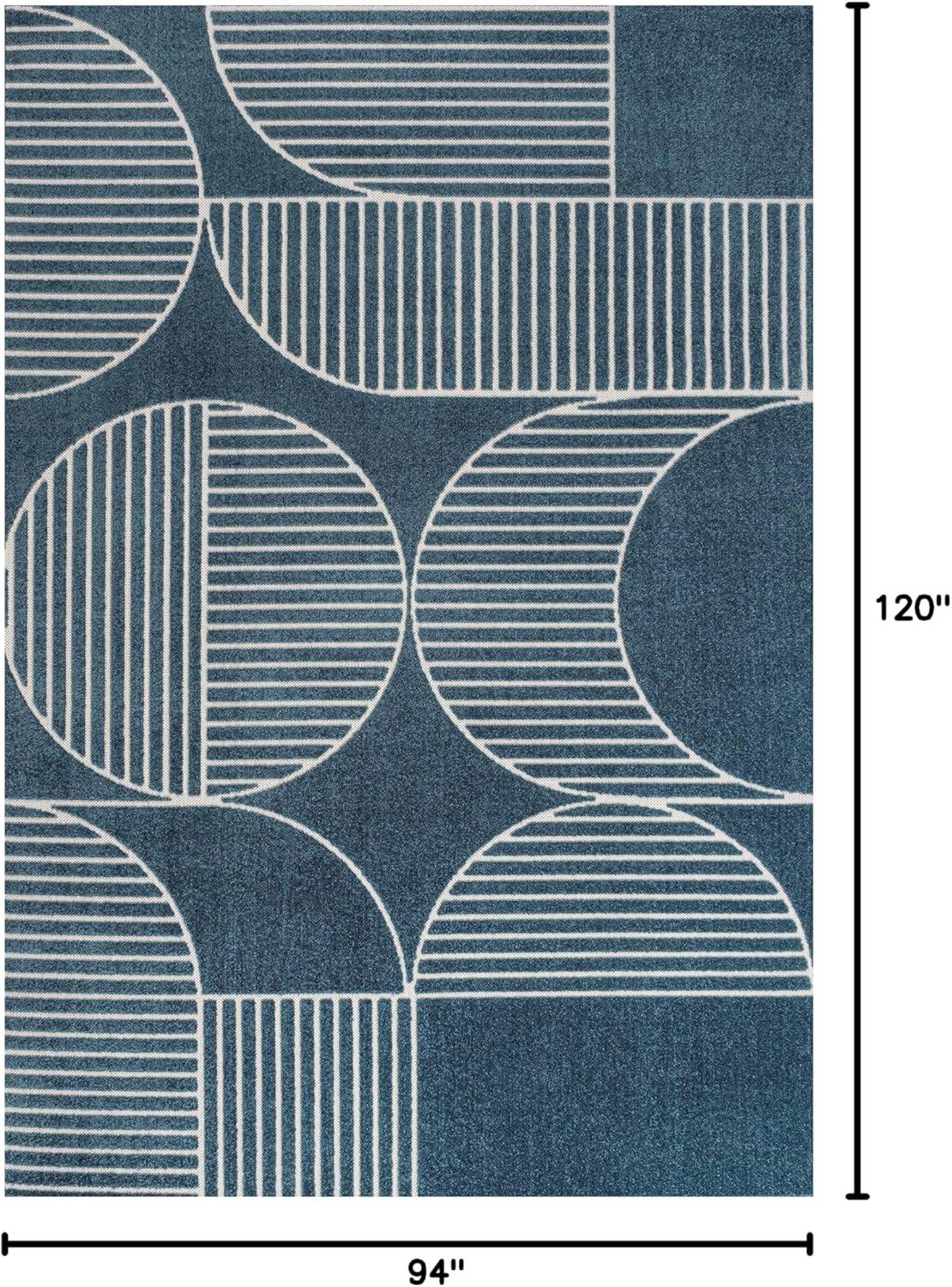 imageJONATHAN Y Nordby HighLow Arch Striped IvoryCream IndoorOutdoor Runner Rug 2x8 Modern Contemporary Geometric BohemianBedroomKitchenLiving RoomNon Shedding SCN104B28NavyCream