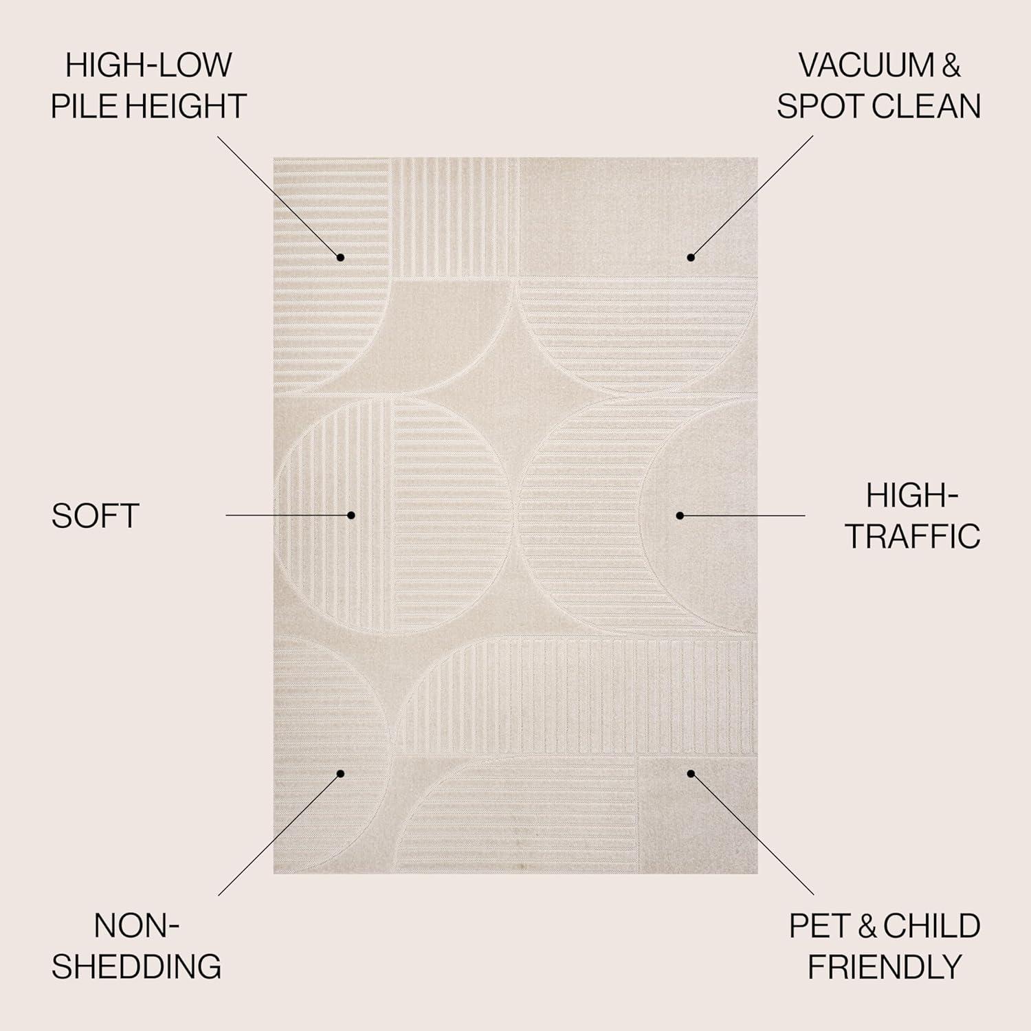 imageJONATHAN Y Nordby HighLow Arch Striped IvoryCream IndoorOutdoor Runner Rug 2x8 Modern Contemporary Geometric BohemianBedroomKitchenLiving RoomNon Shedding SCN104B28IvoryCream