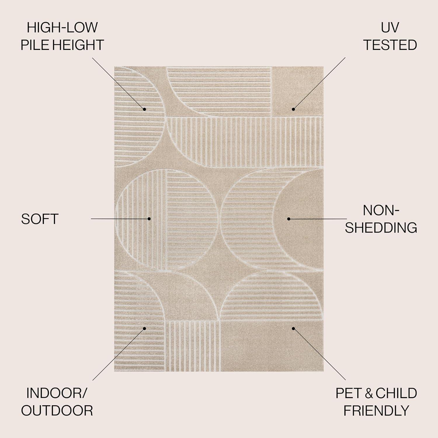 imageJONATHAN Y Nordby HighLow Arch Striped IvoryCream IndoorOutdoor Runner Rug 2x8 Modern Contemporary Geometric BohemianBedroomKitchenLiving RoomNon Shedding SCN104B28BeigeCream