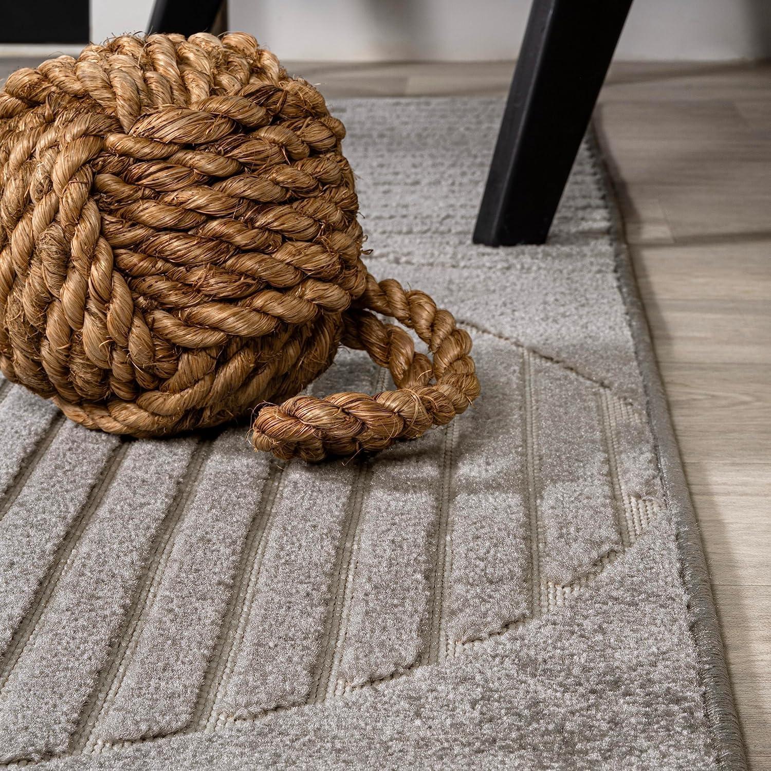 imageJONATHAN Y Nordby HighLow Arch Striped IvoryCream IndoorOutdoor Runner Rug 2x8 Modern Contemporary Geometric BohemianBedroomKitchenLiving RoomNon Shedding SCN104B28GrayCream