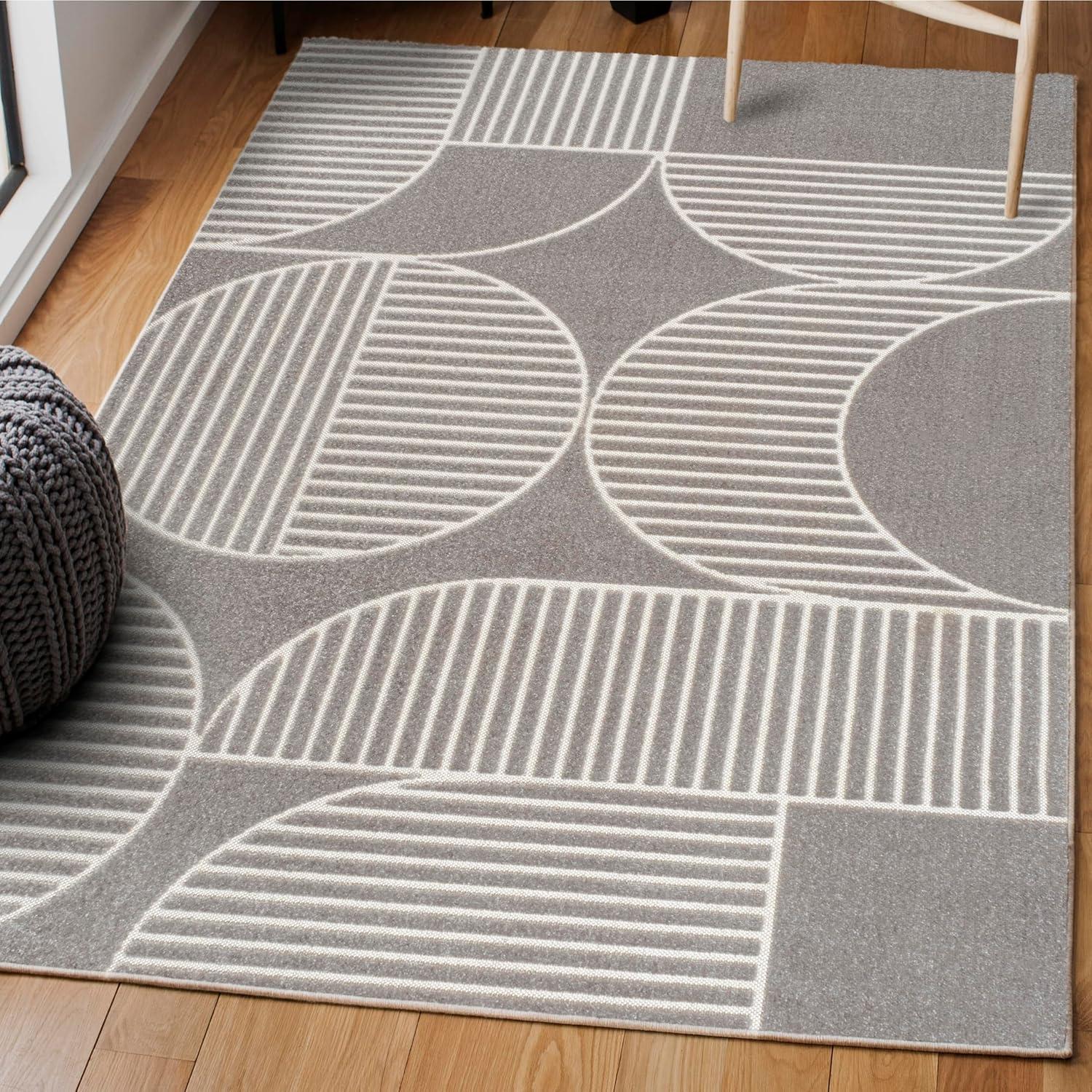 imageJONATHAN Y Nordby HighLow Arch Striped IvoryCream IndoorOutdoor Runner Rug 2x8 Modern Contemporary Geometric BohemianBedroomKitchenLiving RoomNon Shedding SCN104B28GrayCream