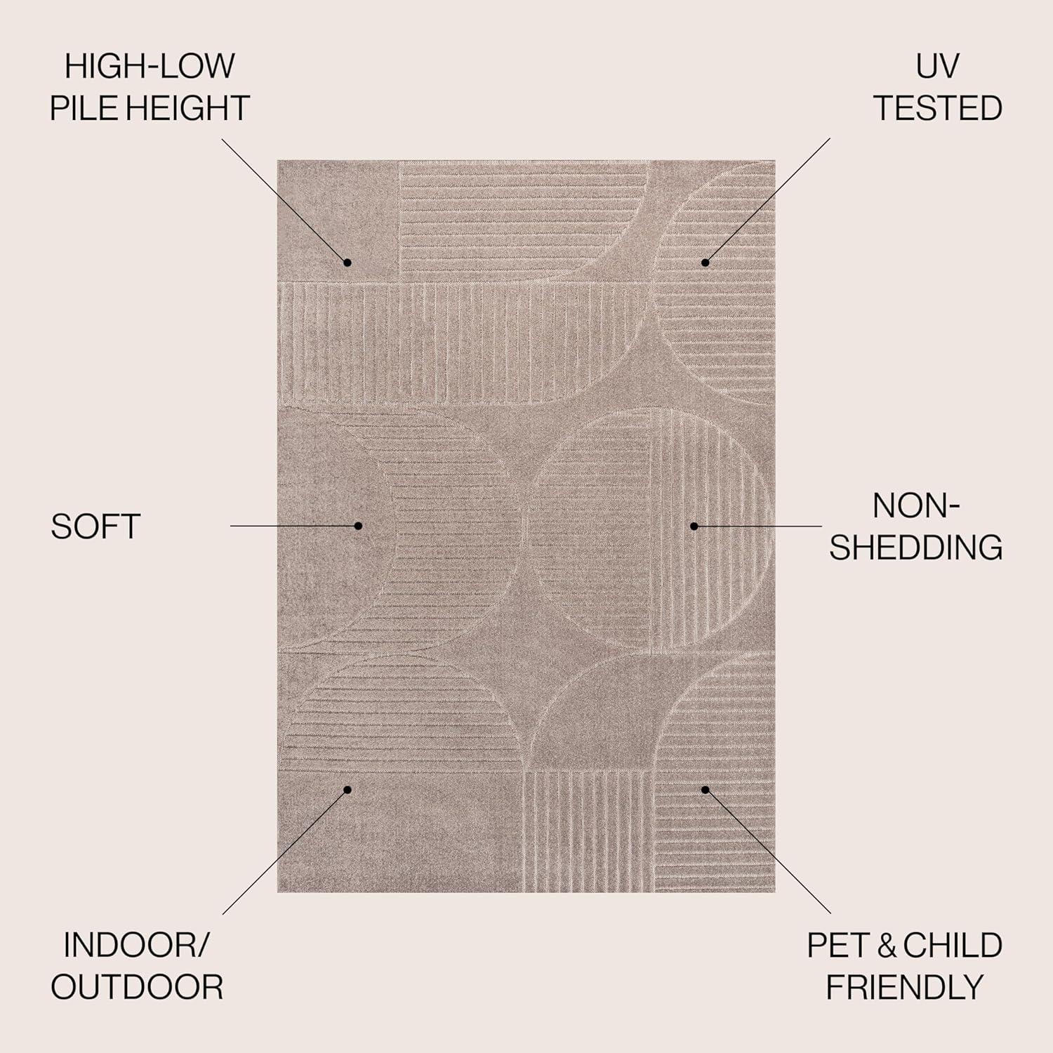 imageJONATHAN Y Nordby HighLow Arch Striped IvoryCream IndoorOutdoor Runner Rug 2x8 Modern Contemporary Geometric BohemianBedroomKitchenLiving RoomNon Shedding SCN104B28TaupeBeige