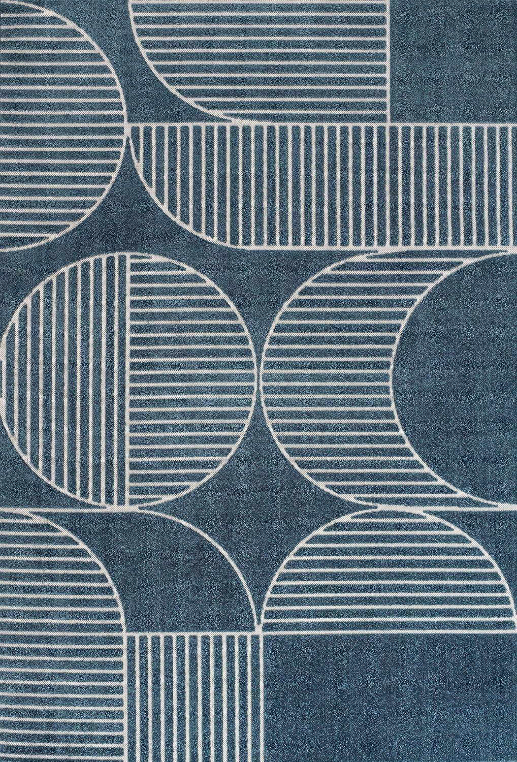 imageJONATHAN Y Nordby HighLow Arch Striped IvoryCream IndoorOutdoor Runner Rug 2x8 Modern Contemporary Geometric BohemianBedroomKitchenLiving RoomNon Shedding SCN104B28NavyCream