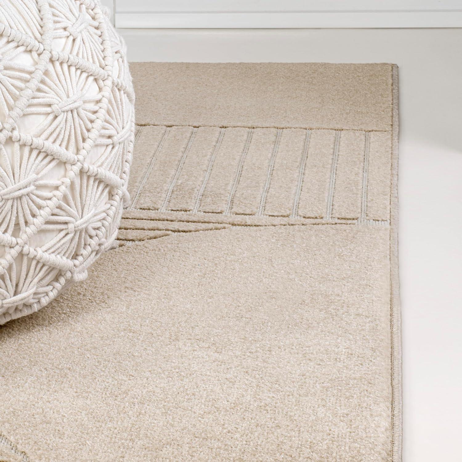 imageJONATHAN Y Nordby HighLow Arch Striped IvoryCream IndoorOutdoor Runner Rug 2x8 Modern Contemporary Geometric BohemianBedroomKitchenLiving RoomNon Shedding SCN104B28BeigeCream