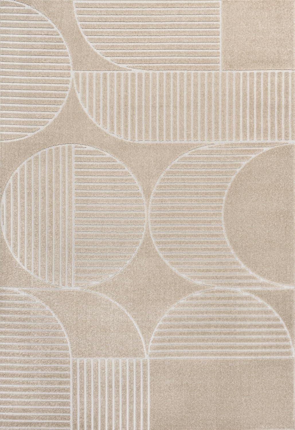 imageJONATHAN Y Nordby HighLow Arch Striped IvoryCream IndoorOutdoor Runner Rug 2x8 Modern Contemporary Geometric BohemianBedroomKitchenLiving RoomNon Shedding SCN104B28BeigeCream