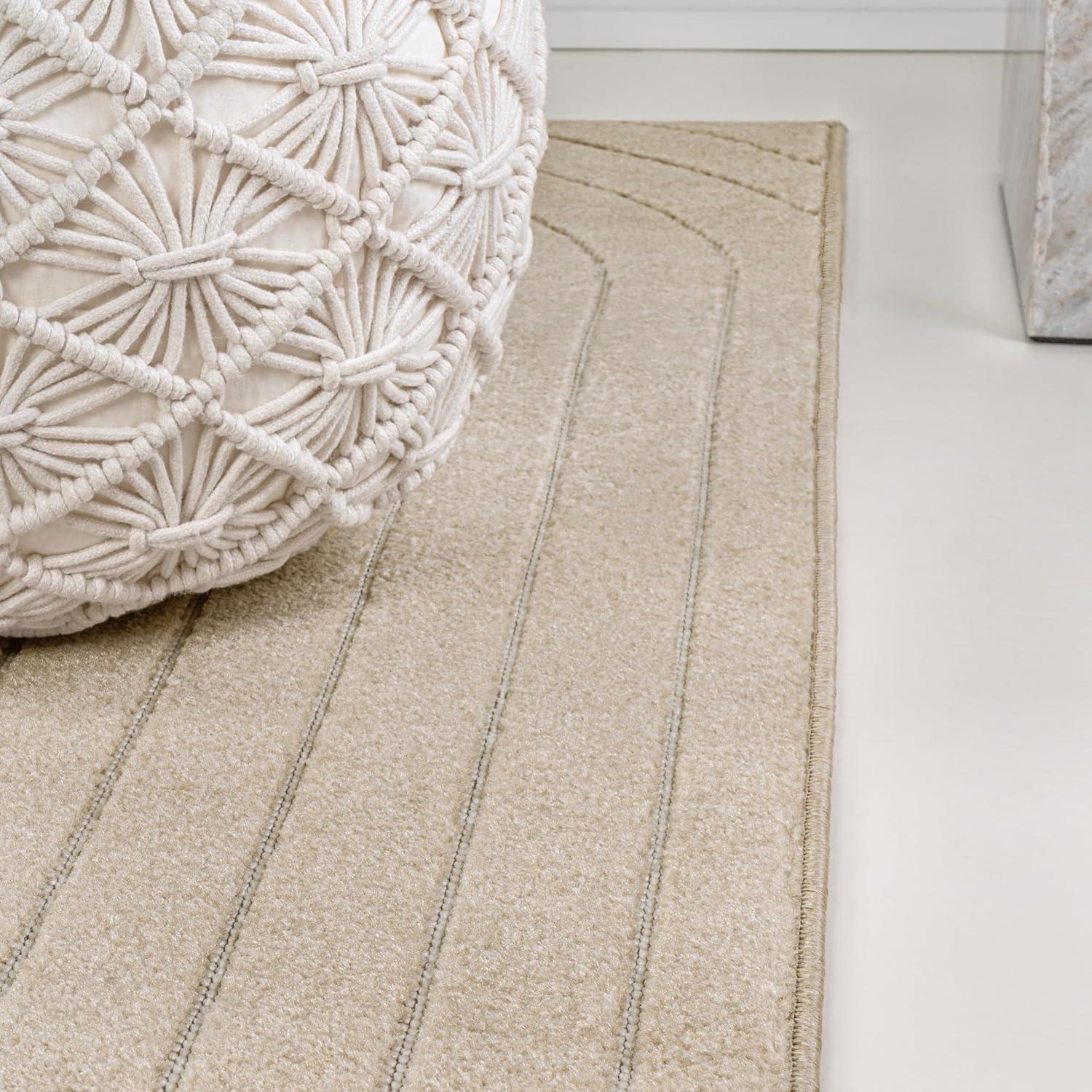 imageJONATHAN Y Odense HighLow Angle BeigeCream 8x10 IndoorOutdoor Area Rug for Patio Backyard Living Room Bedroom Office HoseWashable SCN101E8BeigeCream