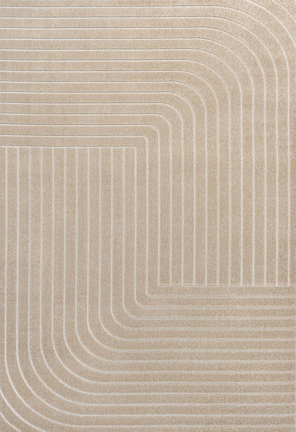 imageJONATHAN Y Odense HighLow Angle BeigeCream 8x10 IndoorOutdoor Area Rug for Patio Backyard Living Room Bedroom Office HoseWashable SCN101E8BeigeCream