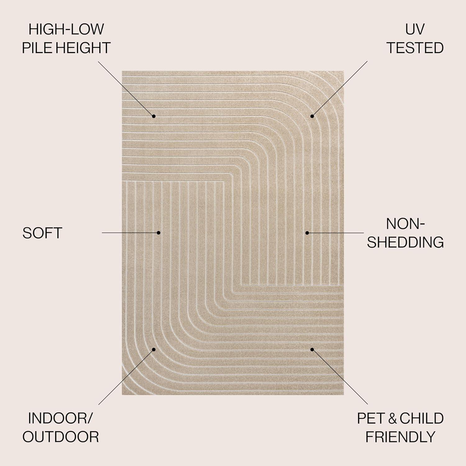 imageJONATHAN Y Odense HighLow Angle BeigeCream 8x10 IndoorOutdoor Area Rug for Patio Backyard Living Room Bedroom Office HoseWashable SCN101E8BeigeCream