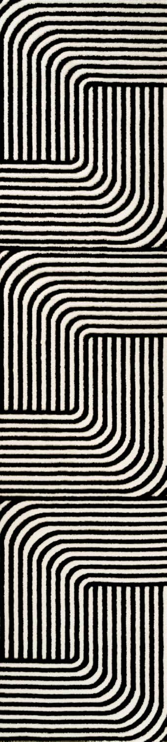 imageJONATHAN Y Odense HighLow Angle BeigeCream 8x10 IndoorOutdoor Area Rug for Patio Backyard Living Room Bedroom Office HoseWashable SCN101E8BlackWhite