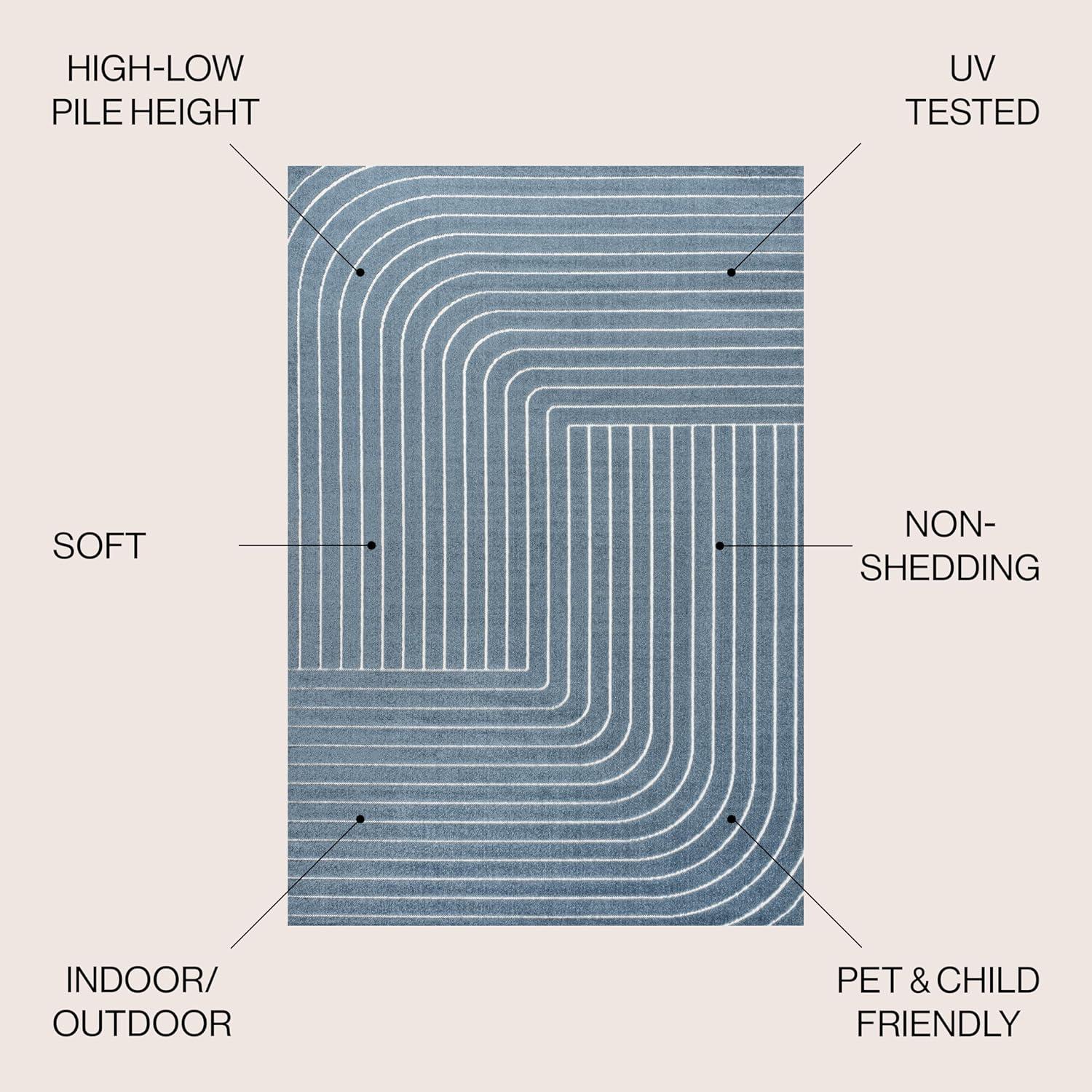 imageJONATHAN Y Odense HighLow Angle BeigeCream 8x10 IndoorOutdoor Area Rug for Patio Backyard Living Room Bedroom Office HoseWashable SCN101E8Dark BlueCream