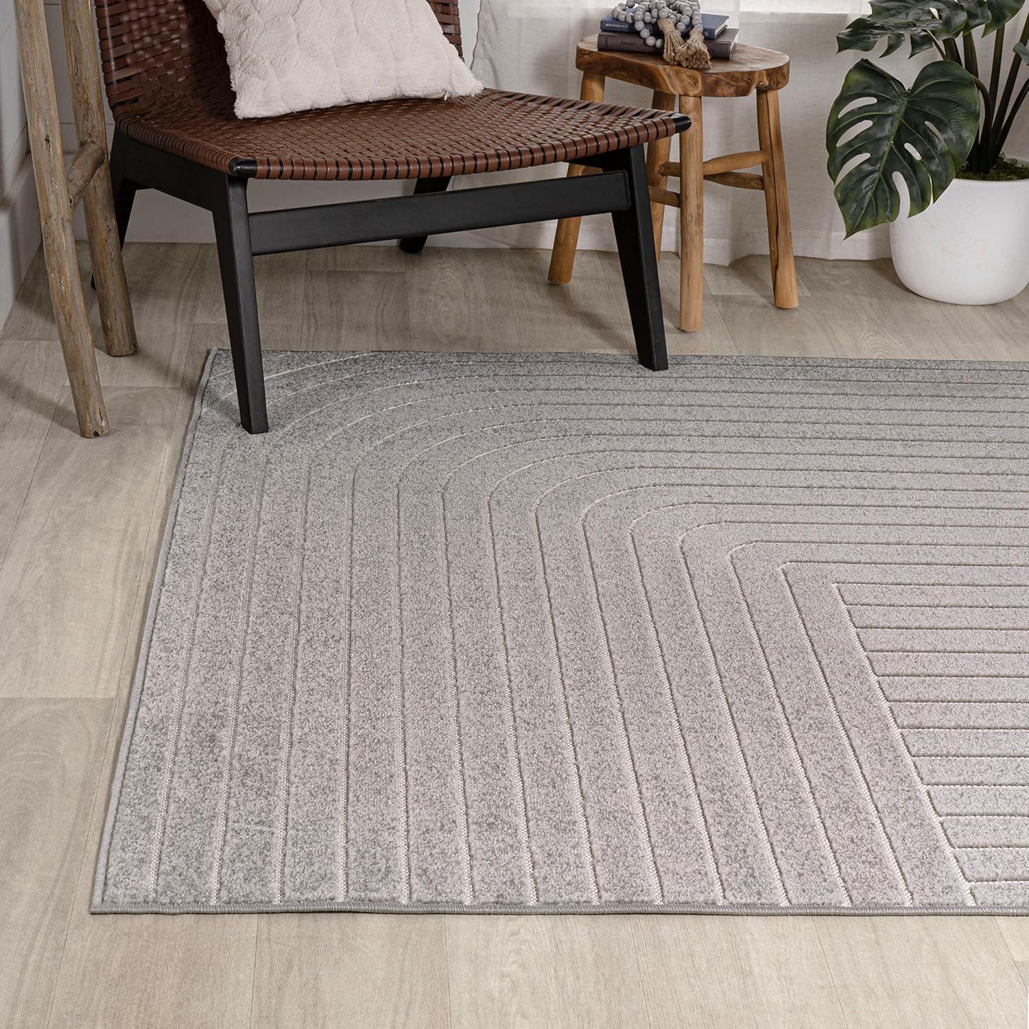 imageJONATHAN Y Odense HighLow Angle BeigeCream 8x10 IndoorOutdoor Area Rug for Patio Backyard Living Room Bedroom Office HoseWashable SCN101E8GrayIvory