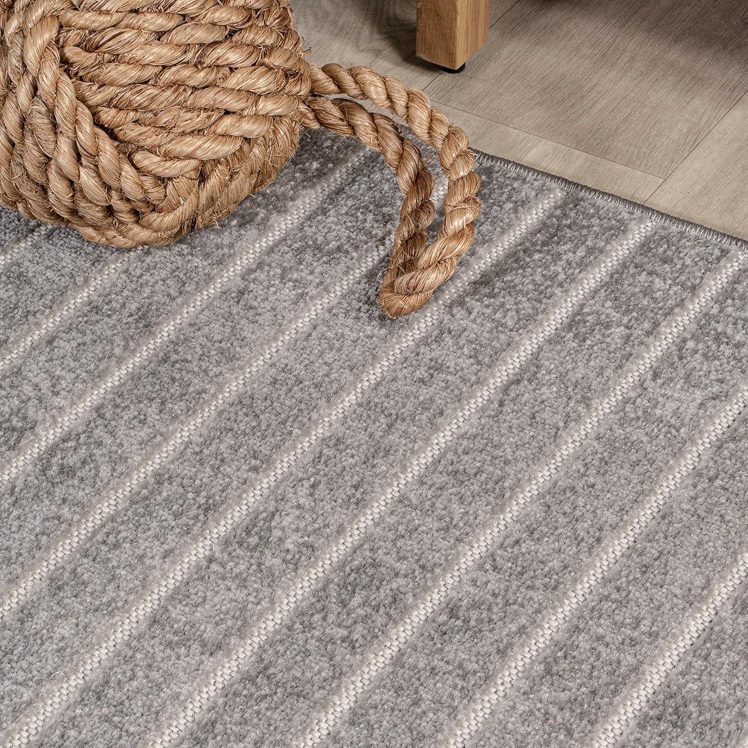 imageJONATHAN Y Odense HighLow Angle BeigeCream 8x10 IndoorOutdoor Area Rug for Patio Backyard Living Room Bedroom Office HoseWashable SCN101E8GrayIvory