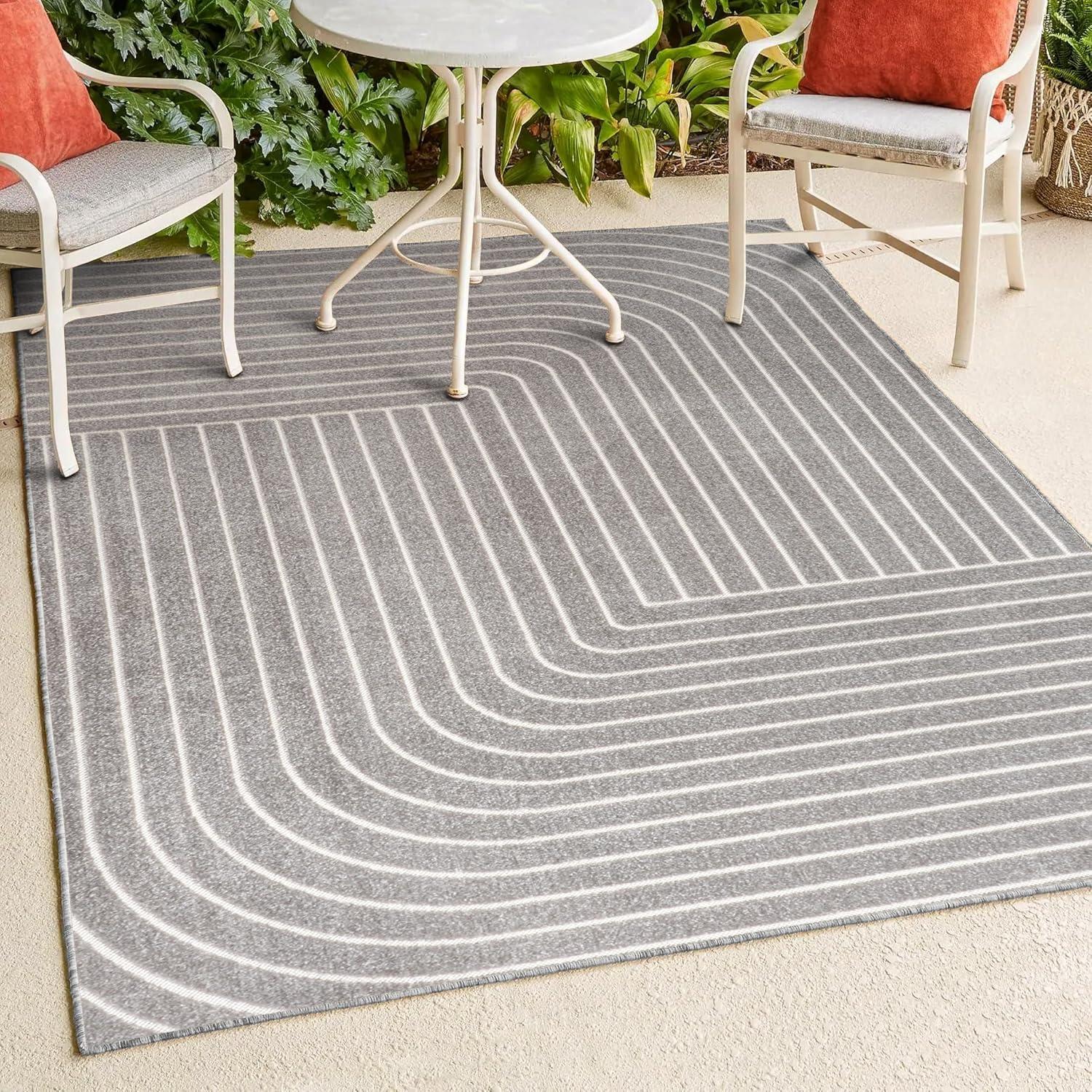 imageJONATHAN Y Odense HighLow Angle BeigeCream 8x10 IndoorOutdoor Area Rug for Patio Backyard Living Room Bedroom Office HoseWashable SCN101E8GrayIvory