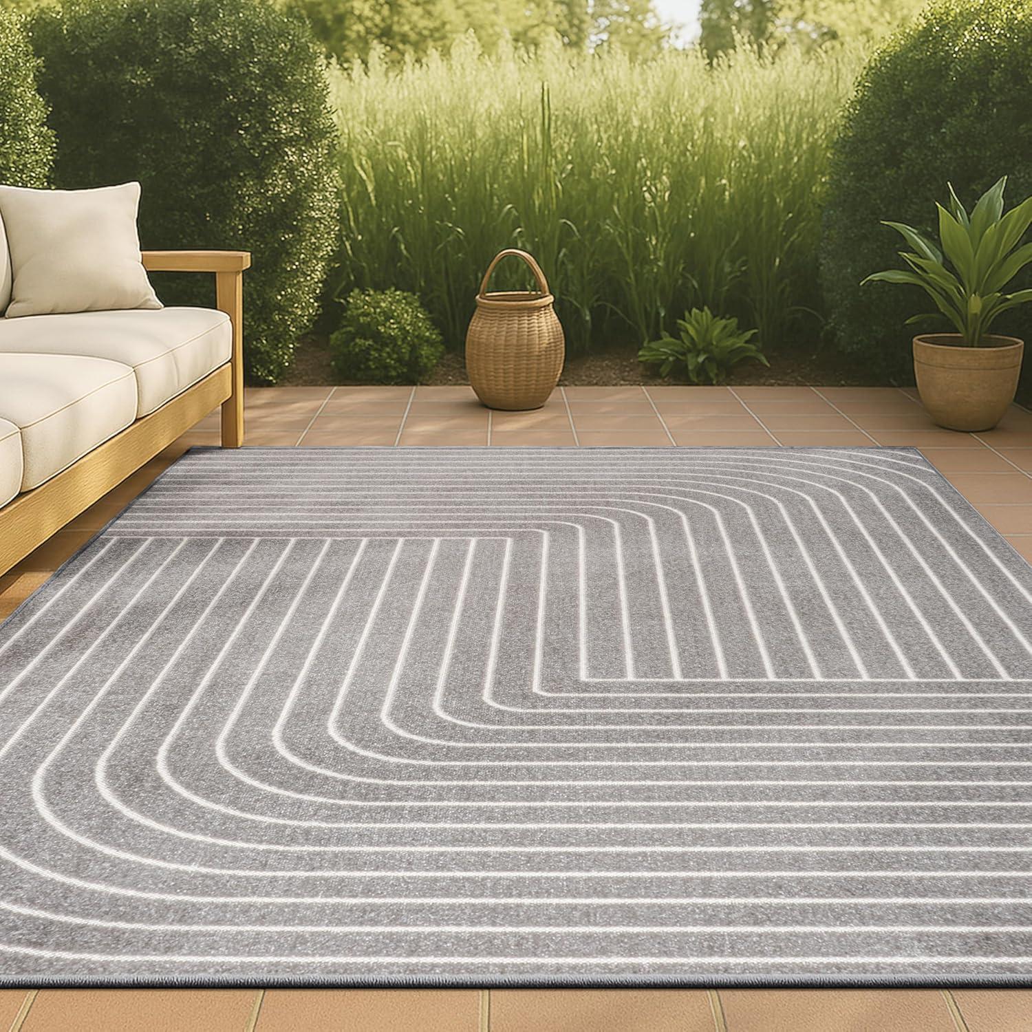 imageJONATHAN Y Odense HighLow Angle BeigeCream 8x10 IndoorOutdoor Area Rug for Patio Backyard Living Room Bedroom Office HoseWashable SCN101E8GrayIvory