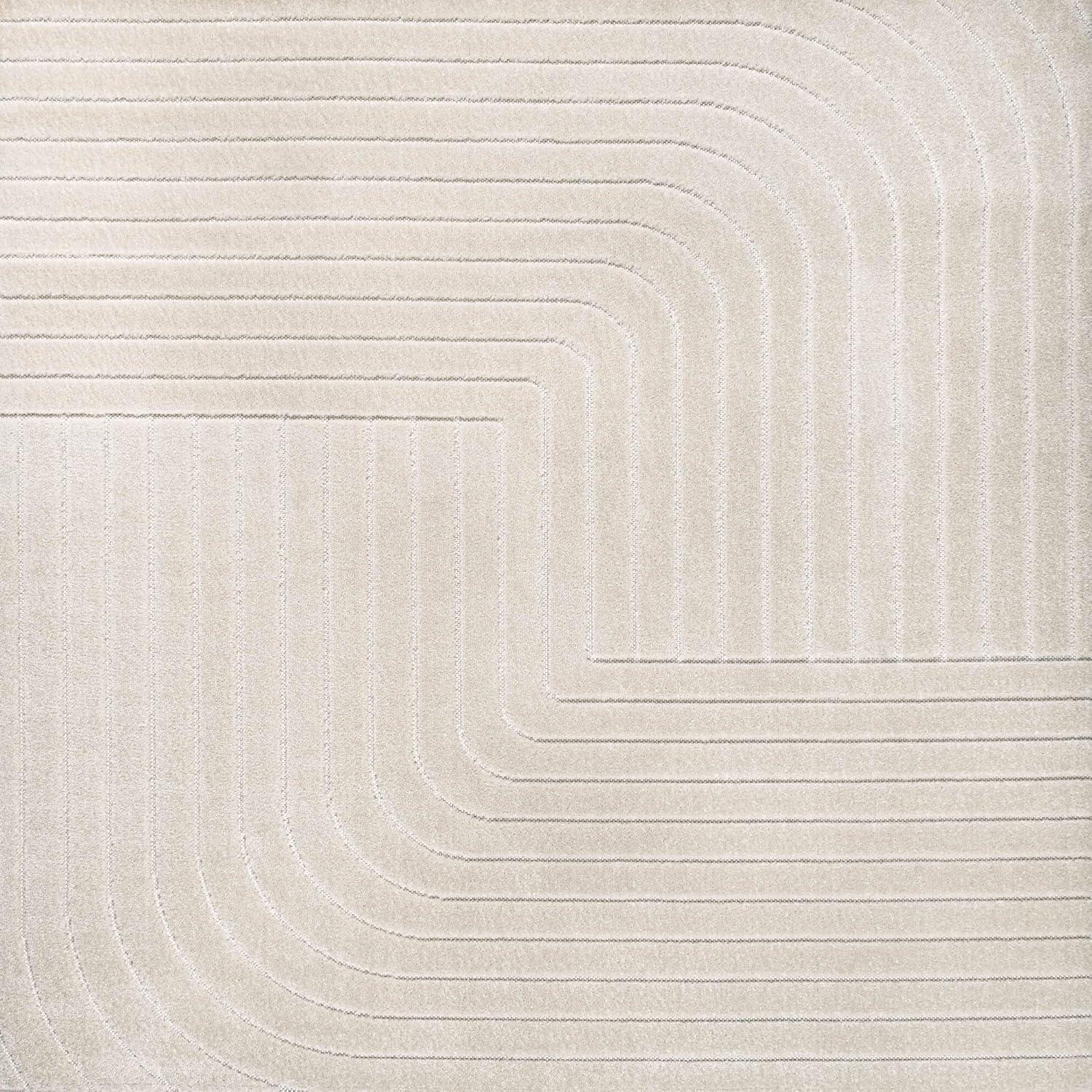 imageJONATHAN Y Odense HighLow Angle BeigeCream 8x10 IndoorOutdoor Area Rug for Patio Backyard Living Room Bedroom Office HoseWashable SCN101E8IvoryCream