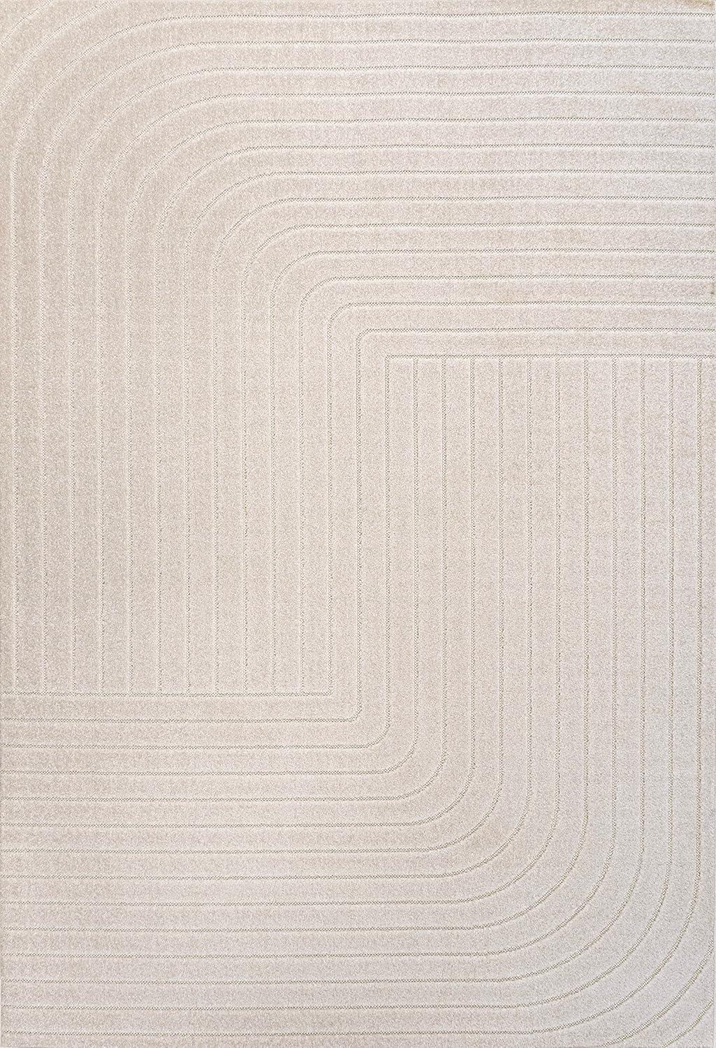 imageJONATHAN Y Odense HighLow Angle BeigeCream 8x10 IndoorOutdoor Area Rug for Patio Backyard Living Room Bedroom Office HoseWashable SCN101E8IvoryCream