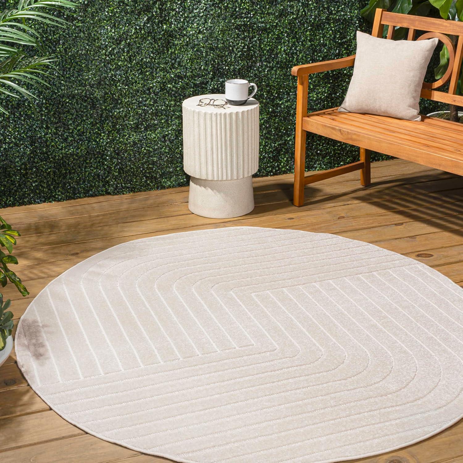 imageJONATHAN Y Odense HighLow Angle BeigeCream 8x10 IndoorOutdoor Area Rug for Patio Backyard Living Room Bedroom Office HoseWashable SCN101E8IvoryCream