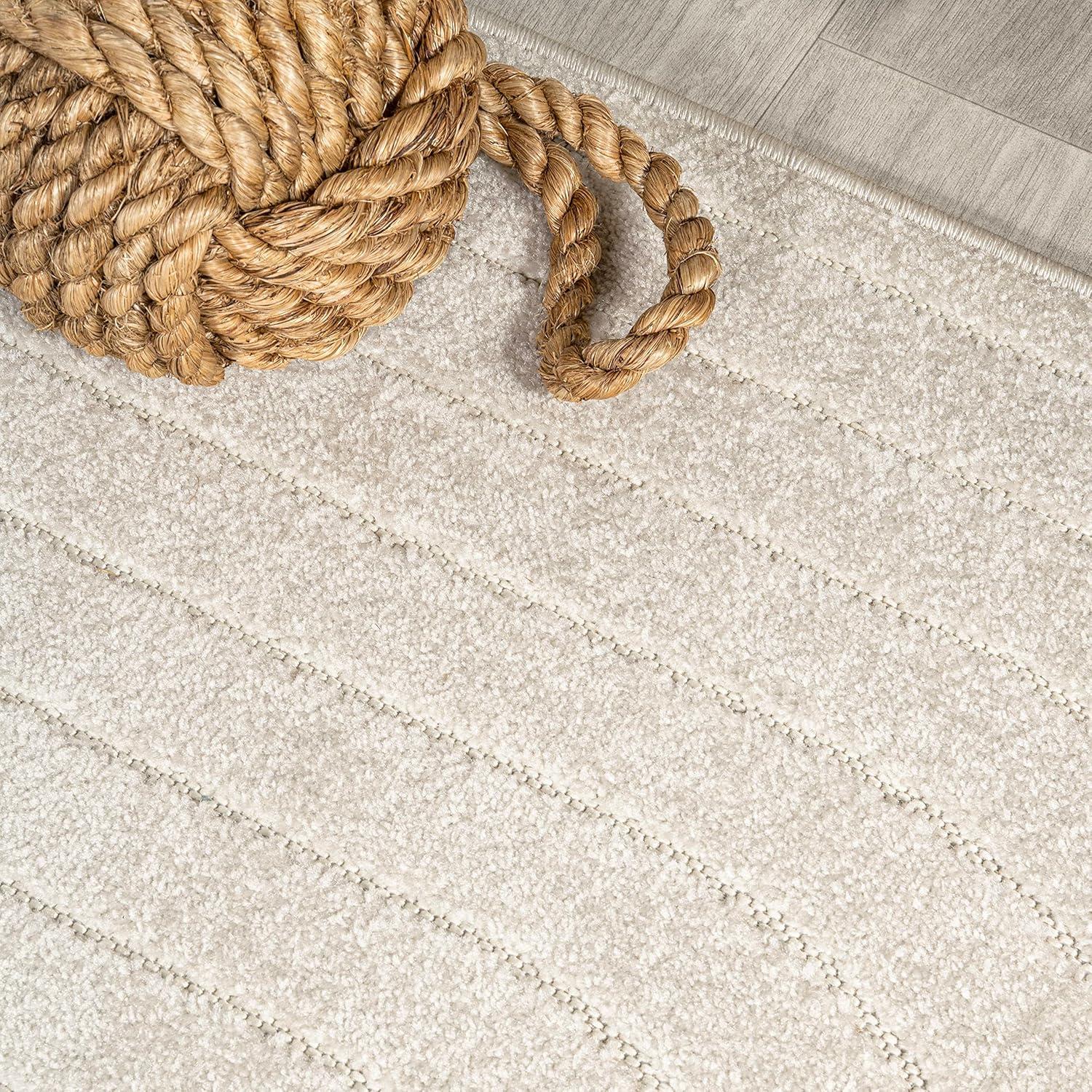 imageJONATHAN Y Odense HighLow Angle BeigeCream 8x10 IndoorOutdoor Area Rug for Patio Backyard Living Room Bedroom Office HoseWashable SCN101E8IvoryCream