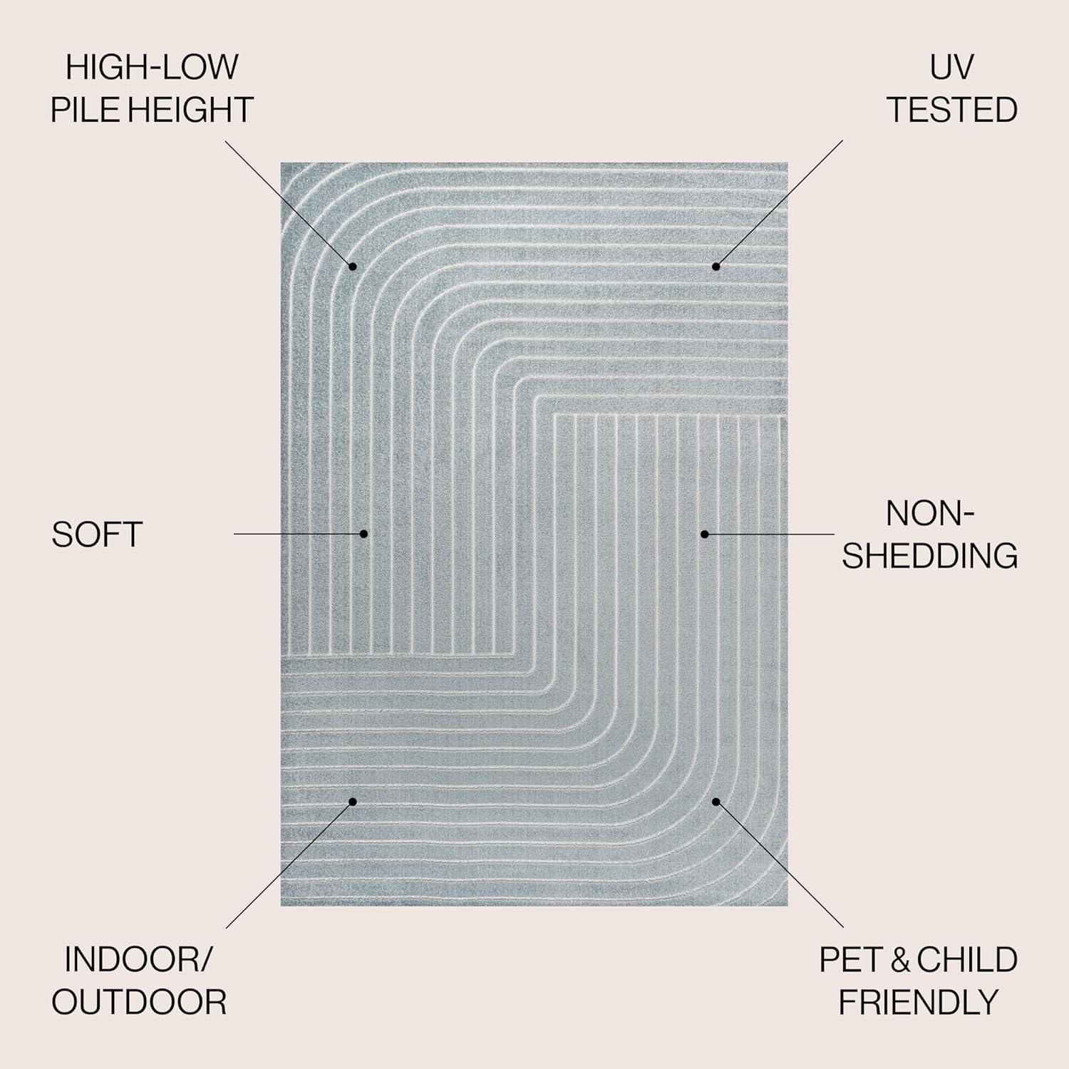 imageJONATHAN Y Odense HighLow Angle BeigeCream 8x10 IndoorOutdoor Area Rug for Patio Backyard Living Room Bedroom Office HoseWashable SCN101E8Light BlueCream