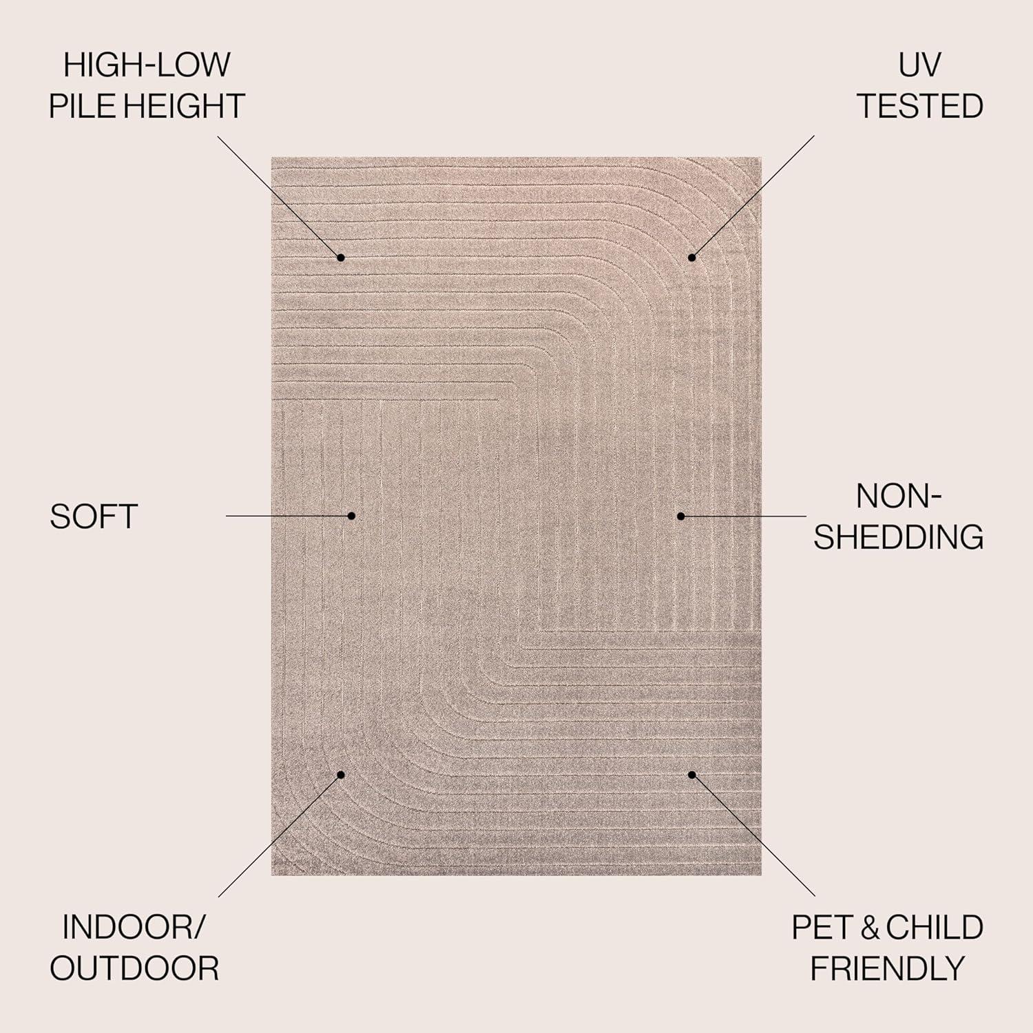 imageJONATHAN Y Odense HighLow Angle BeigeCream 8x10 IndoorOutdoor Area Rug for Patio Backyard Living Room Bedroom Office HoseWashable SCN101E8Light Taupe