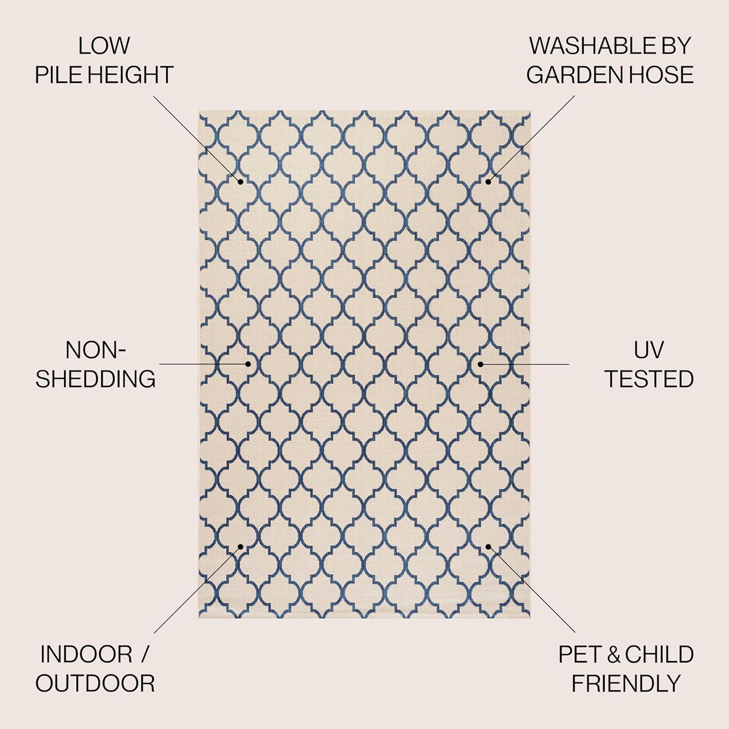 imageJONATHAN Y Ogee Trellis Indoor Outdoor Runner Rug 2X8 GrayTeal Arabesque for Backyard Patio Porch EasyCleaning High Traffic PetFriendly NonShedding SMB122B28BeigeNavy