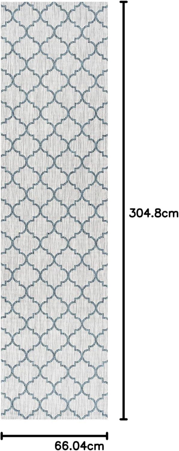 imageJONATHAN Y Ogee Trellis Indoor Outdoor Runner Rug 2X8 GrayTeal Arabesque for Backyard Patio Porch EasyCleaning High Traffic PetFriendly NonShedding SMB122B28GrayTeal