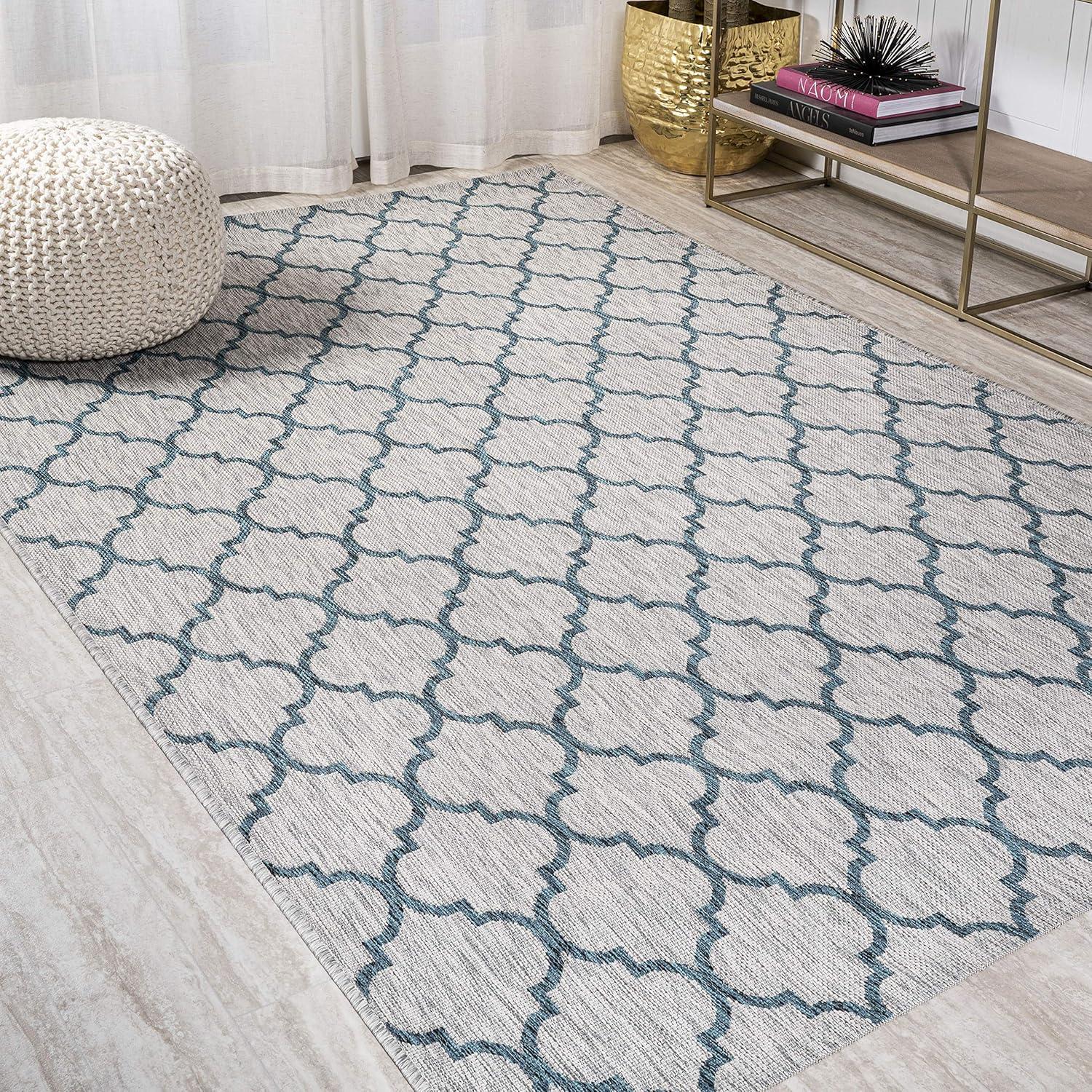imageJONATHAN Y Ogee Trellis Indoor Outdoor Runner Rug 2X8 GrayTeal Arabesque for Backyard Patio Porch EasyCleaning High Traffic PetFriendly NonShedding SMB122B28GrayTeal