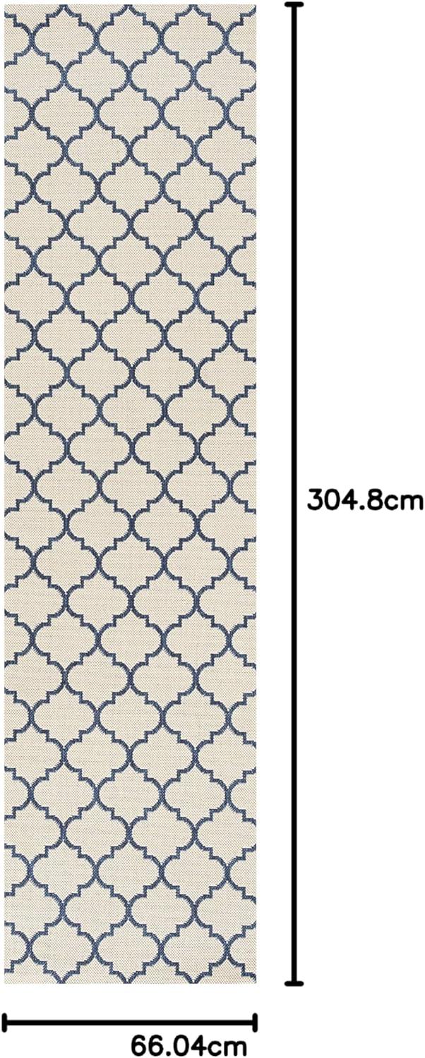 imageJONATHAN Y Ogee Trellis Indoor Outdoor Runner Rug 2X8 GrayTeal Arabesque for Backyard Patio Porch EasyCleaning High Traffic PetFriendly NonShedding SMB122B28BeigeNavy